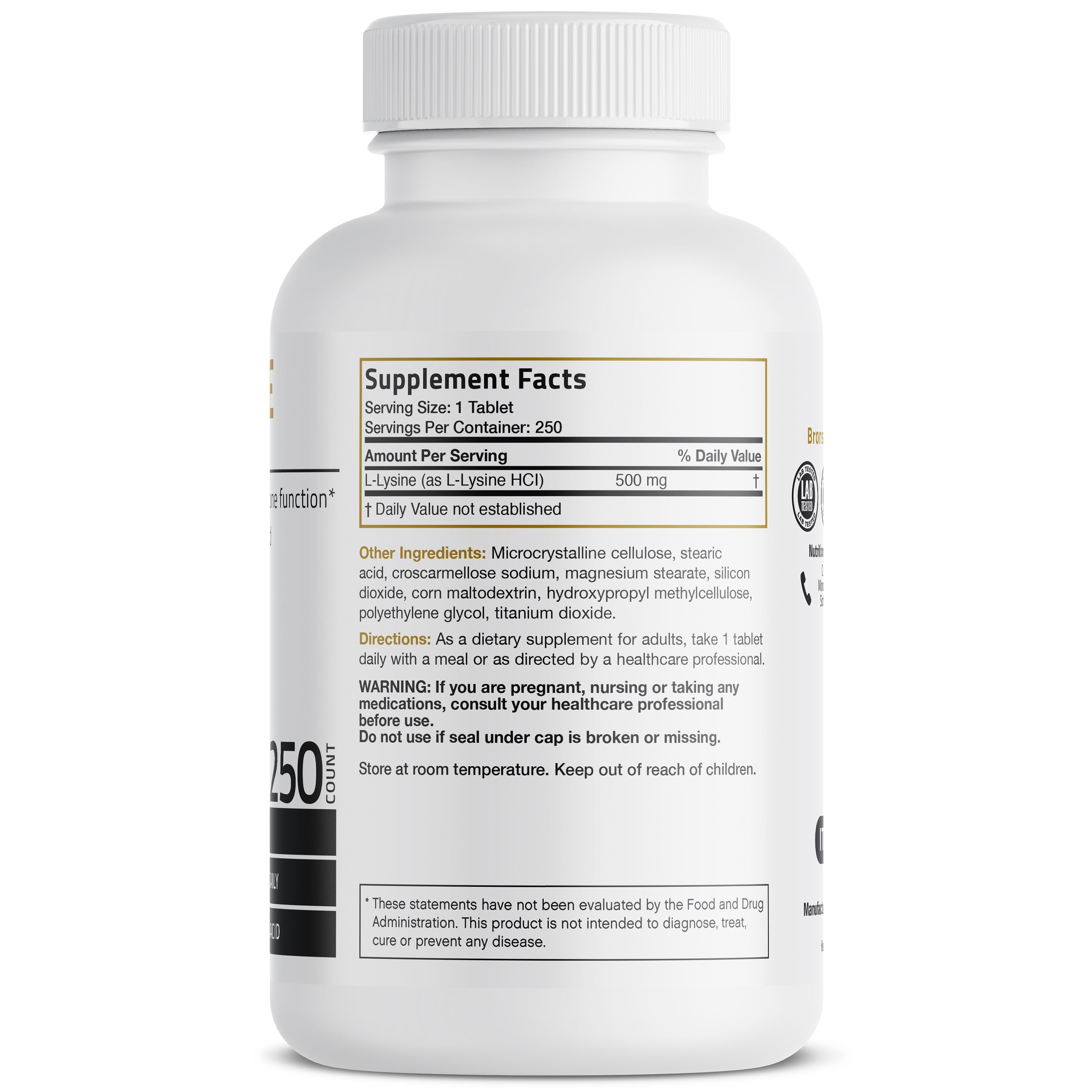 L-Lysine - 500 mg - 250 Tablets