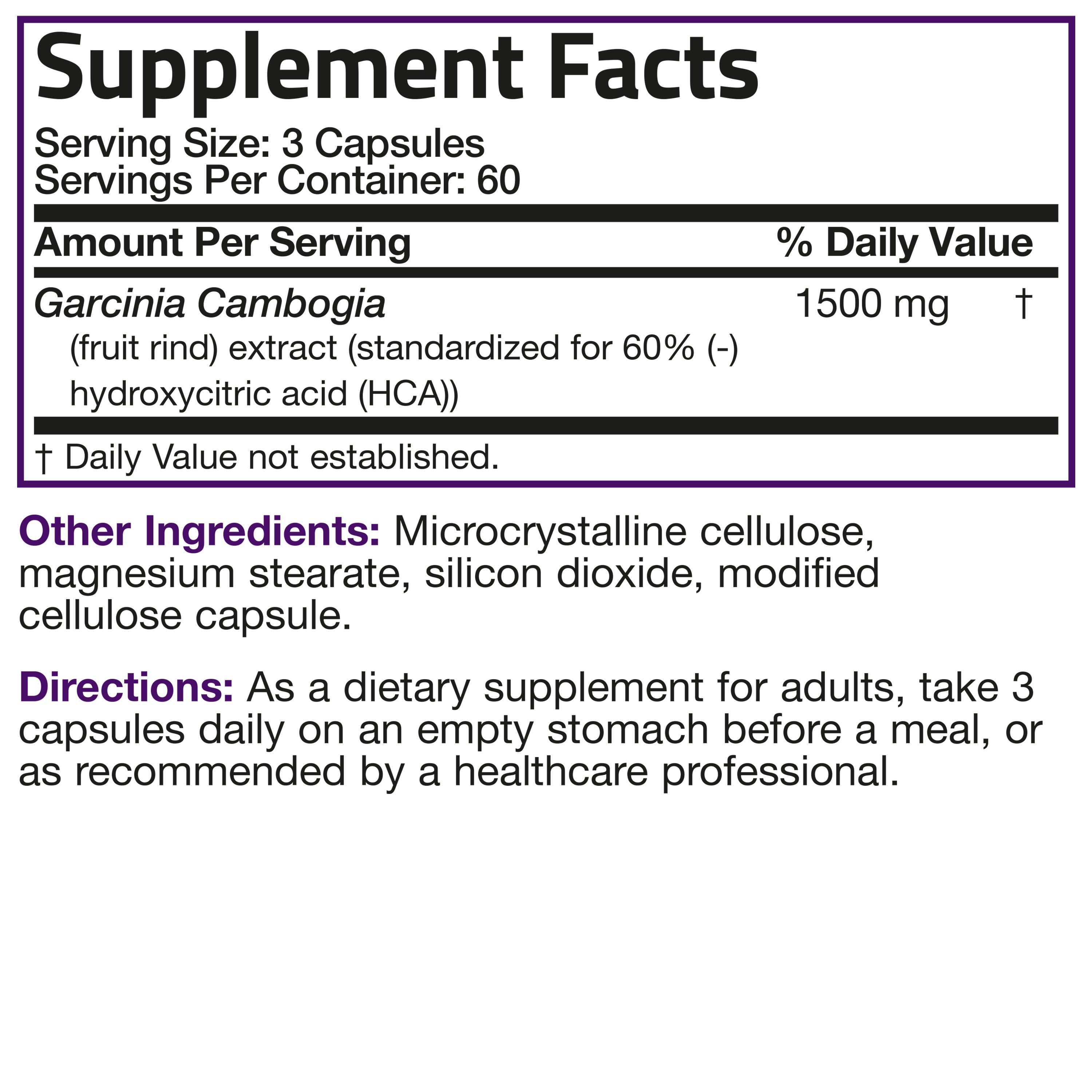 Garcinia Cambogia Extract - 1,500 mg - 180 Vegetarian Capsules