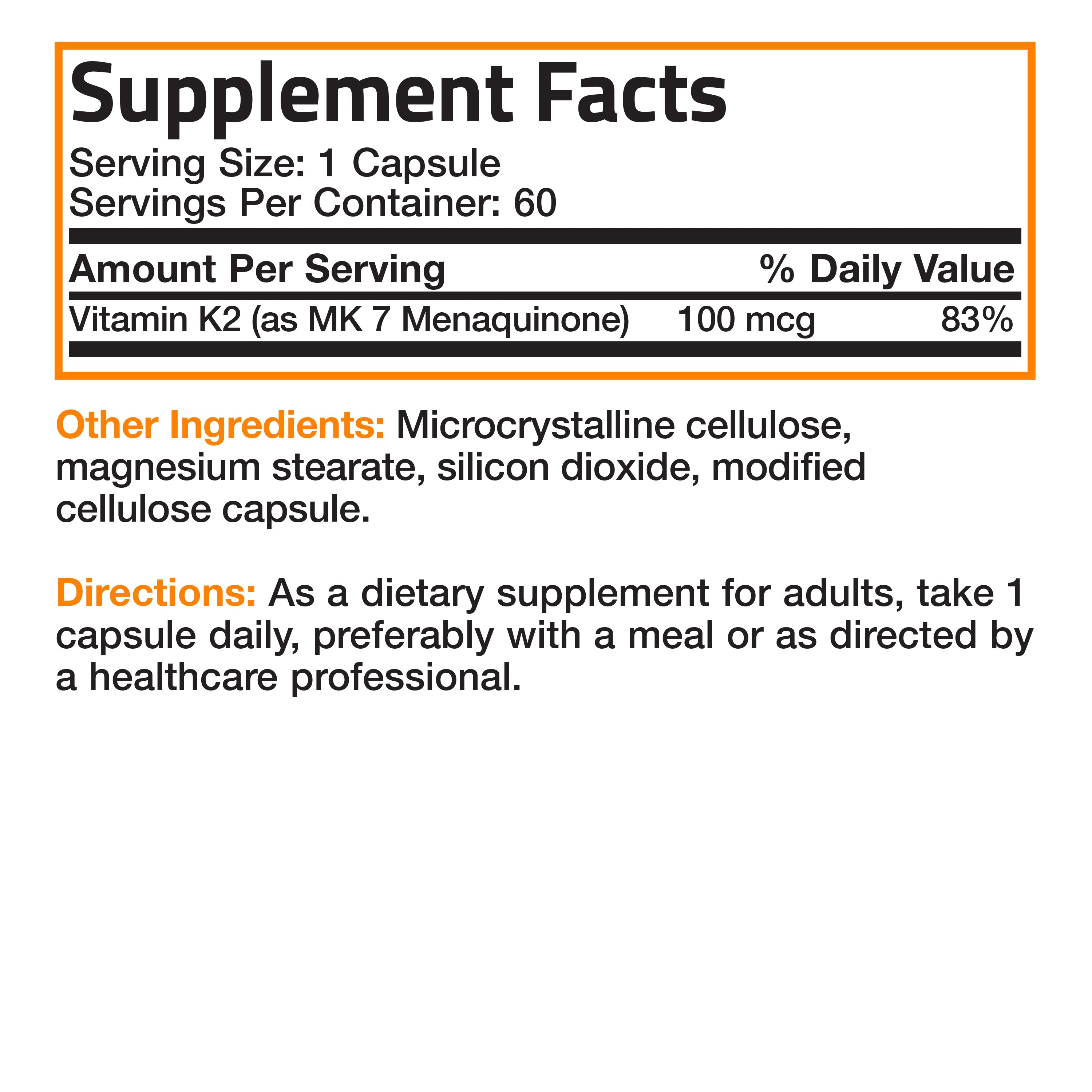 Vitamin K2 MK-7 - 100 mcg
