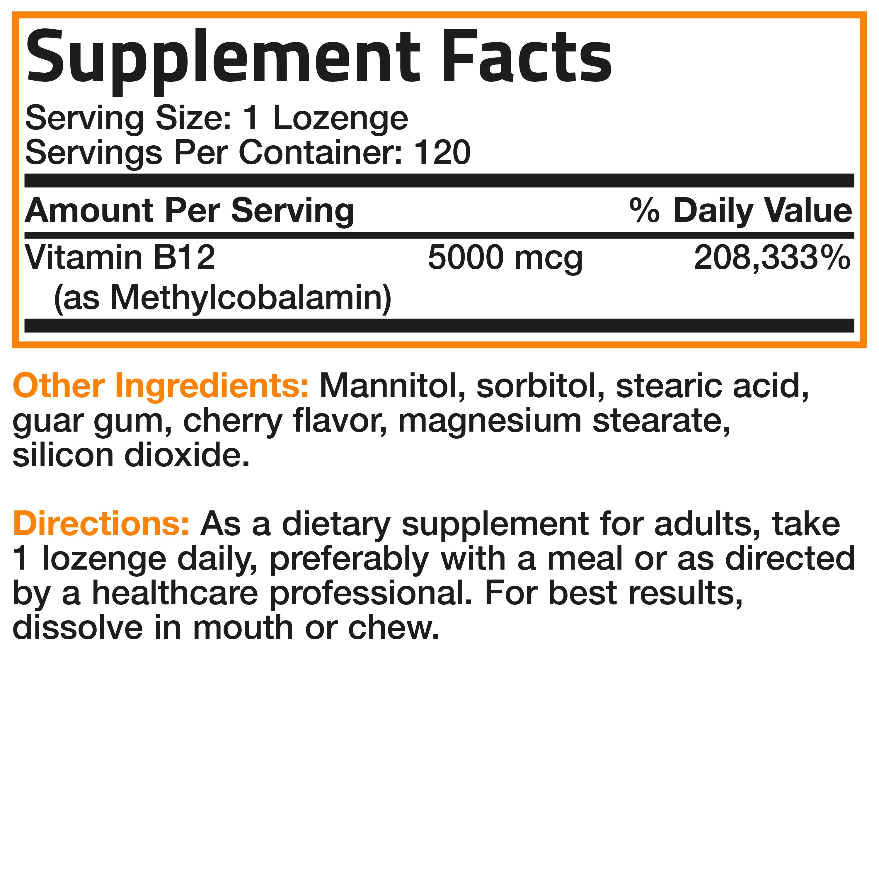 Methyl B12 Fast Dissolve Sublingual - Cherry - 5,000 mcg