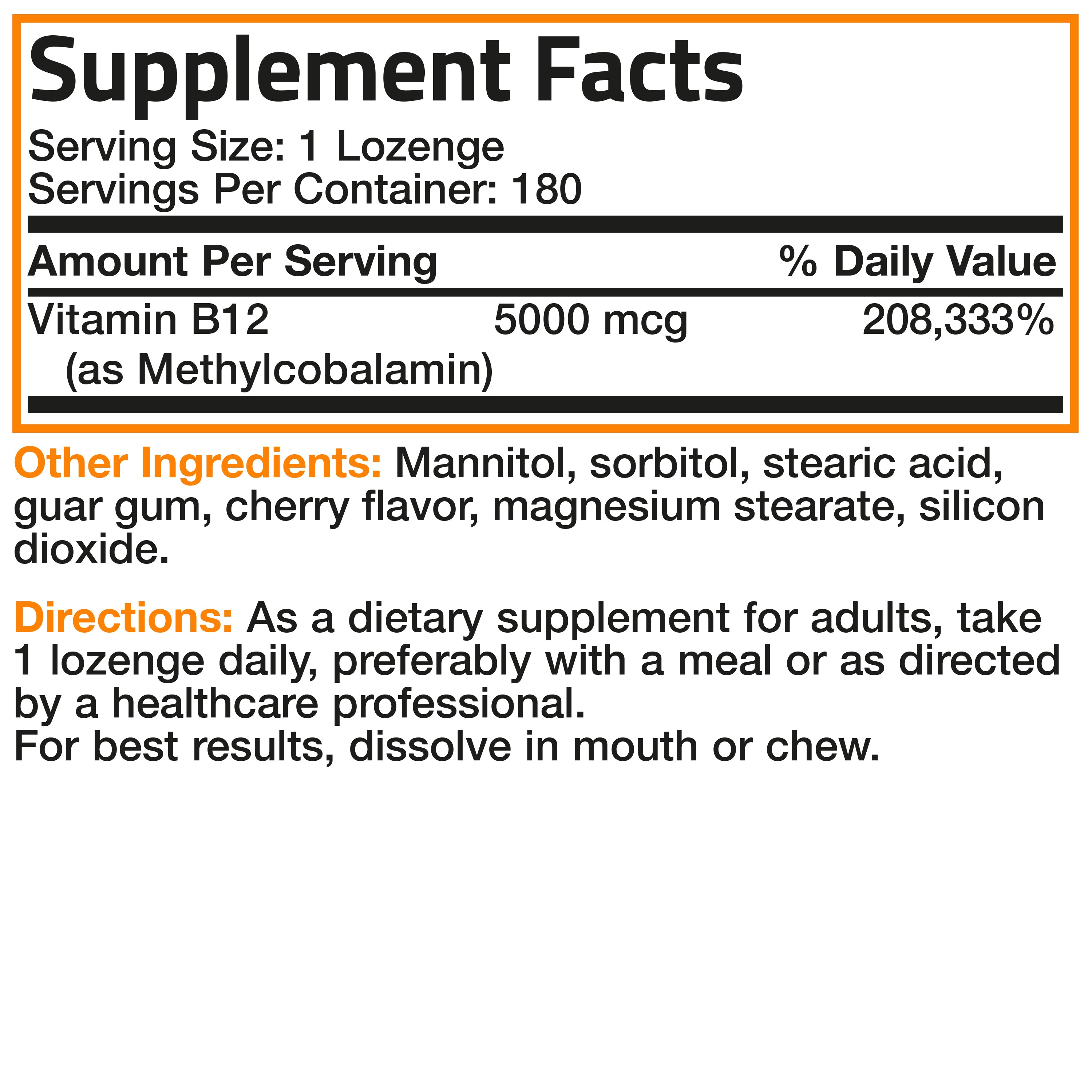 Methyl B12 Fast Dissolve Sublingual - Cherry - 5,000 mcg