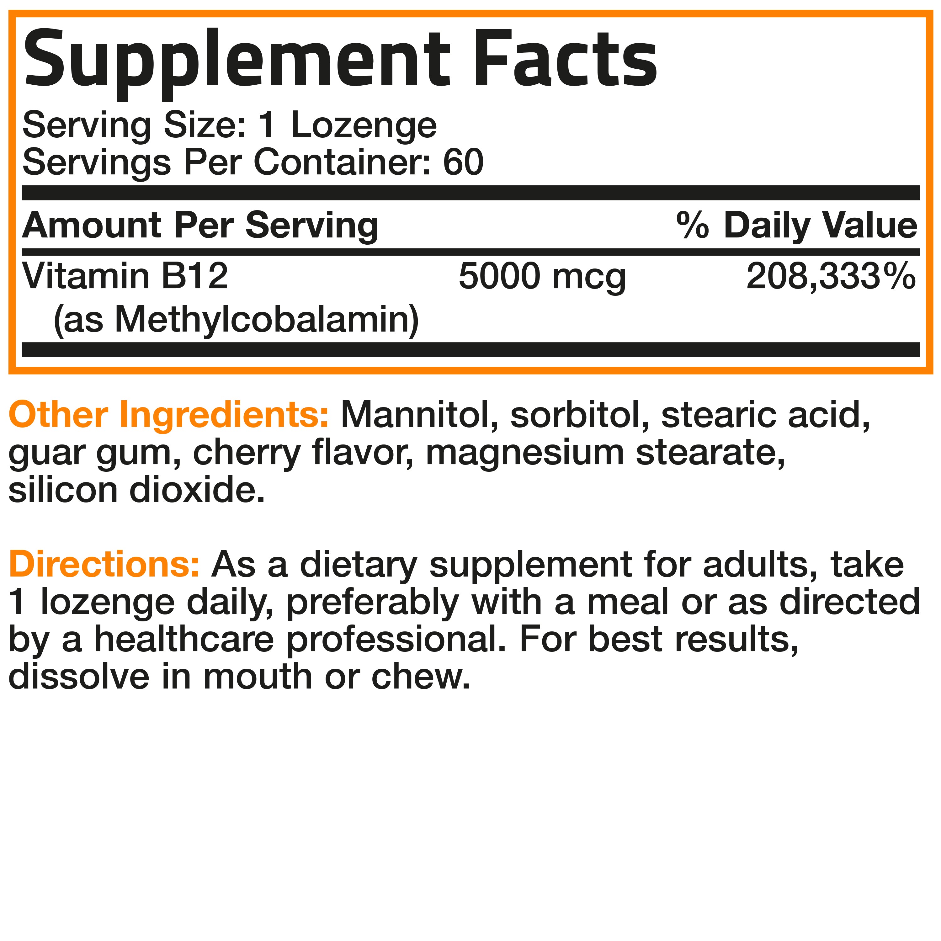 Methyl B12 Fast Dissolve Sublingual - Cherry - 5,000 mcg