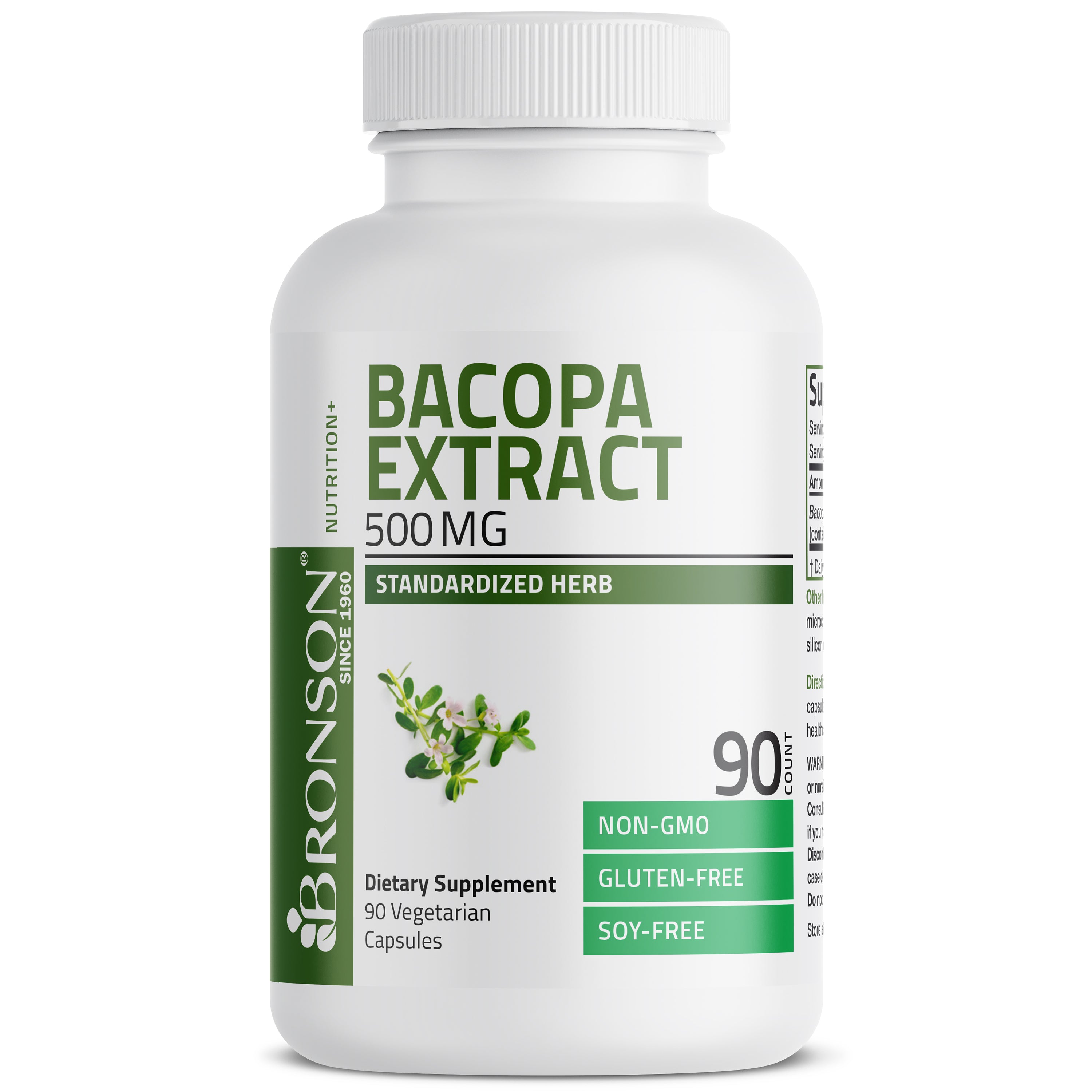 Bacopa Monniera Standardized Extract - 500 mg - 90 Vegetarian Capsules
