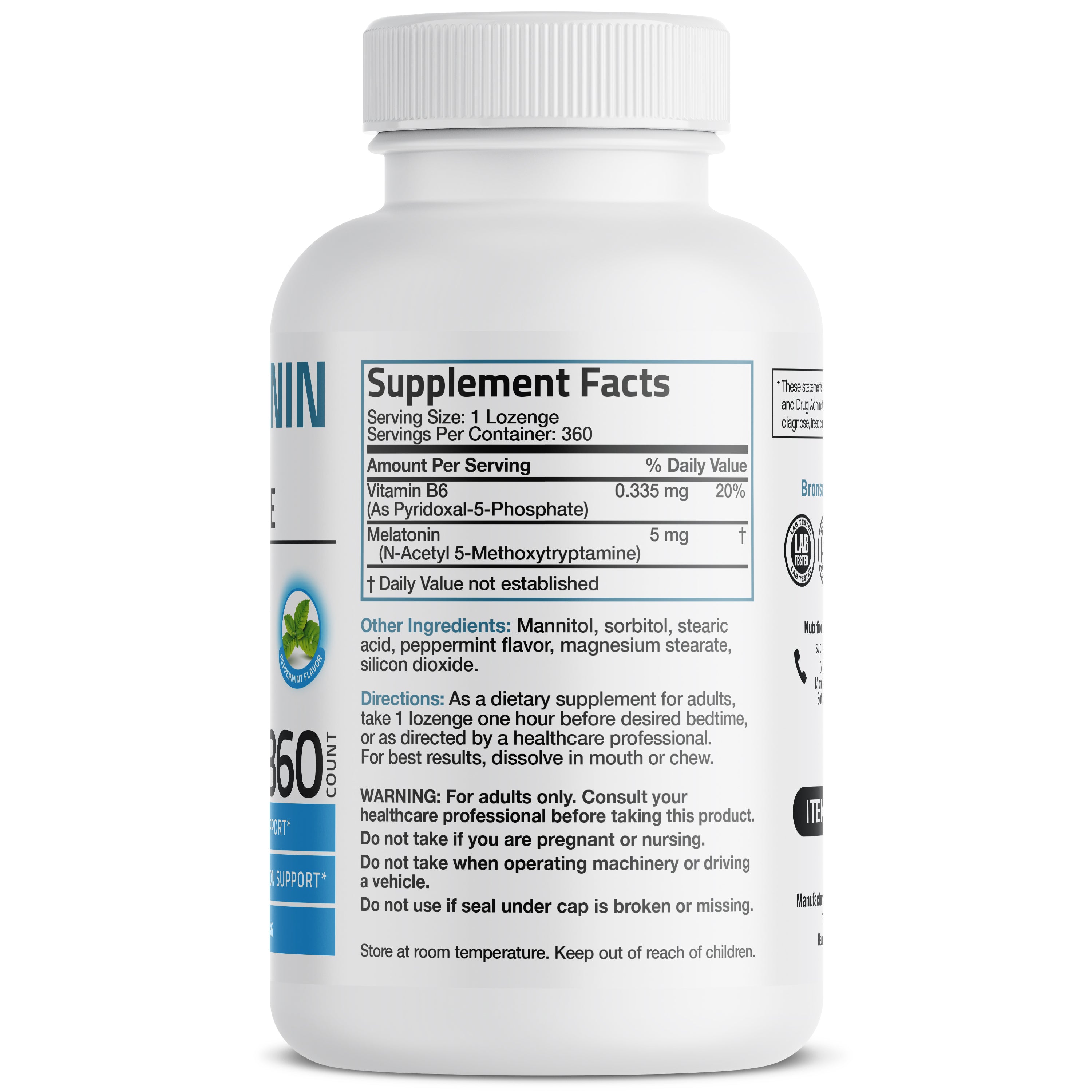 Melatonin Fast Dissolve - 5 mg - 360 Vegetarian Lozenges