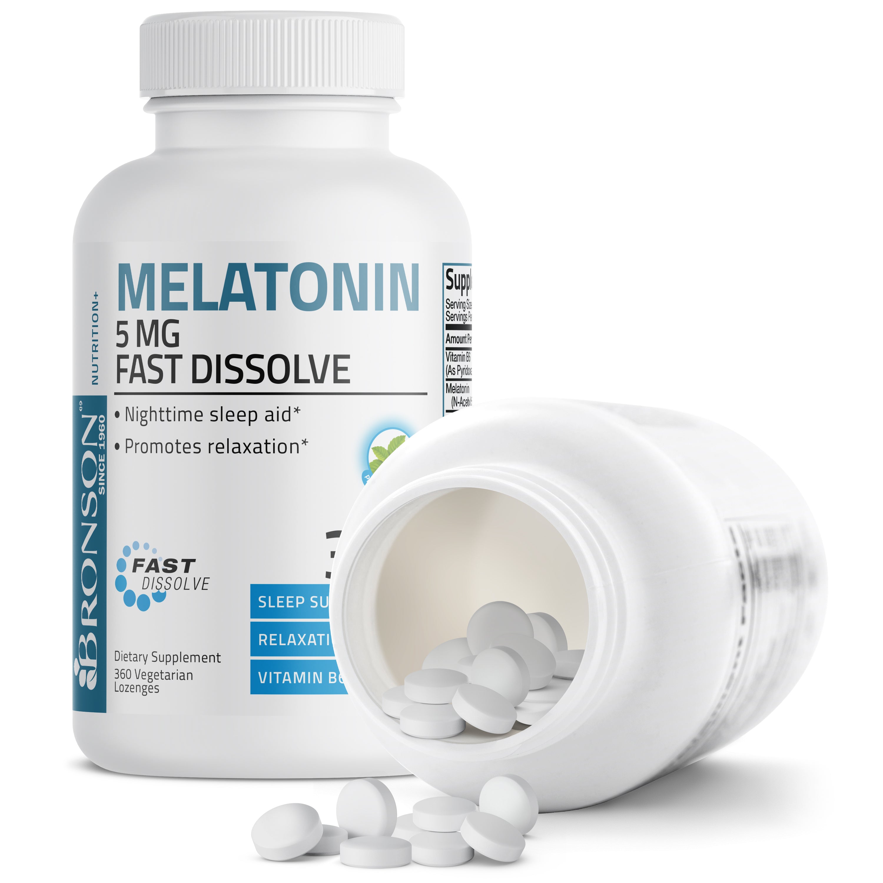 Melatonin Fast Dissolve - 5 mg - 360 Vegetarian Lozenges