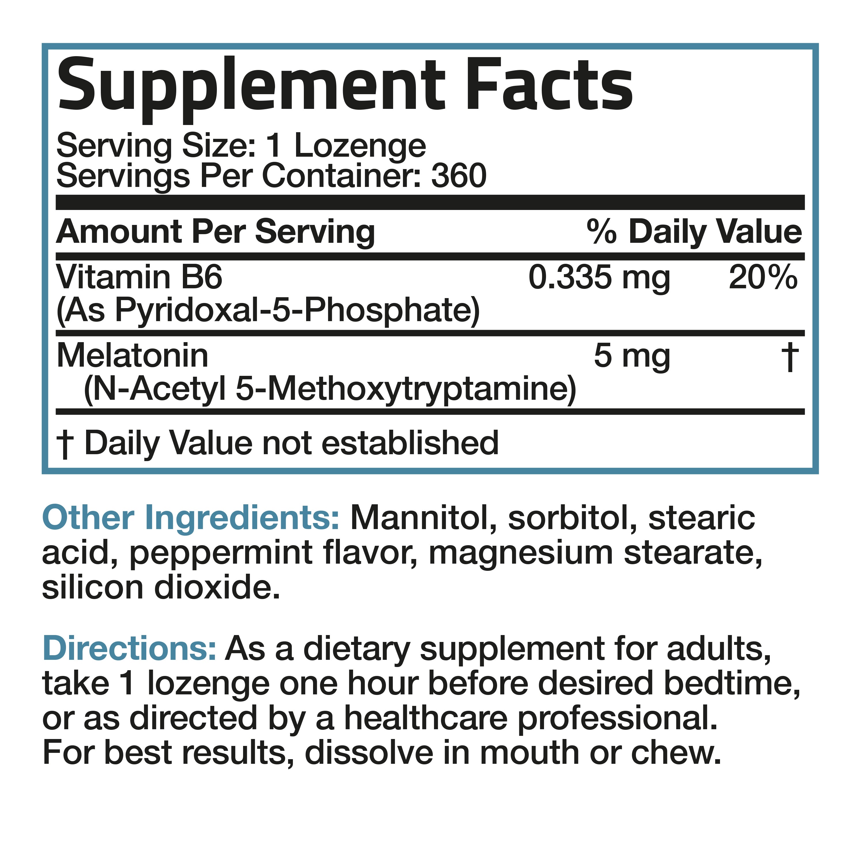 Melatonin Fast Dissolve - 5 mg - 360 Vegetarian Lozenges view 6 of 6