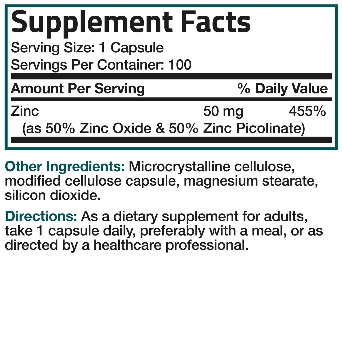 Zinc 50 mg.