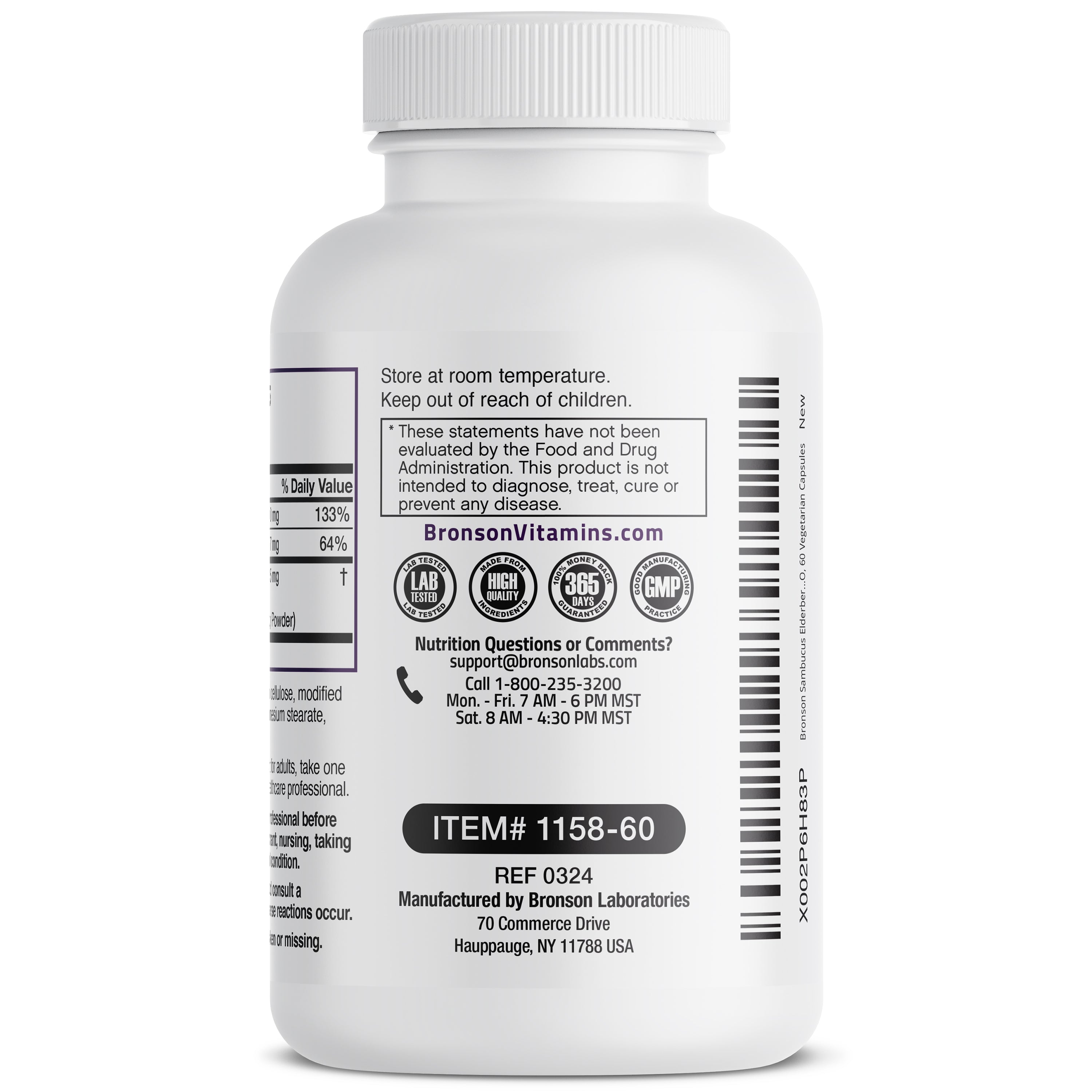 Sambucus Elderberry with Zinc & Vitamin C - 60 Vegetarian Capsules