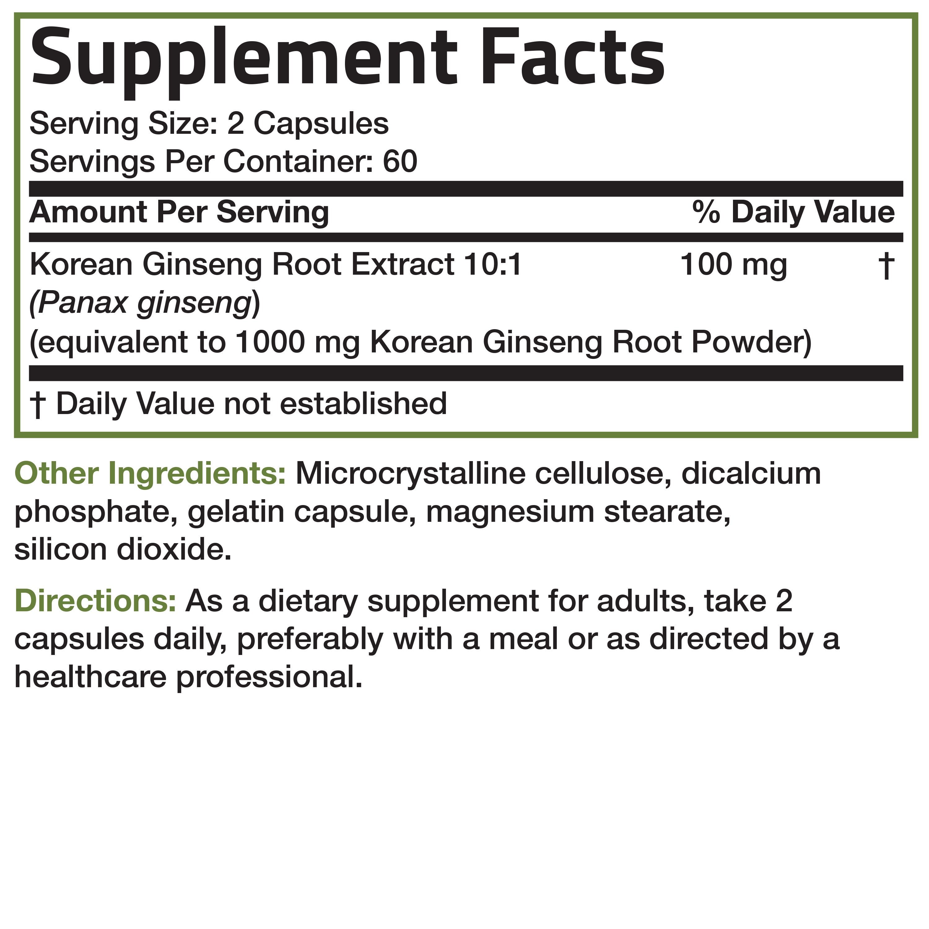 Korean Panax Ginseng - 1,000 mg