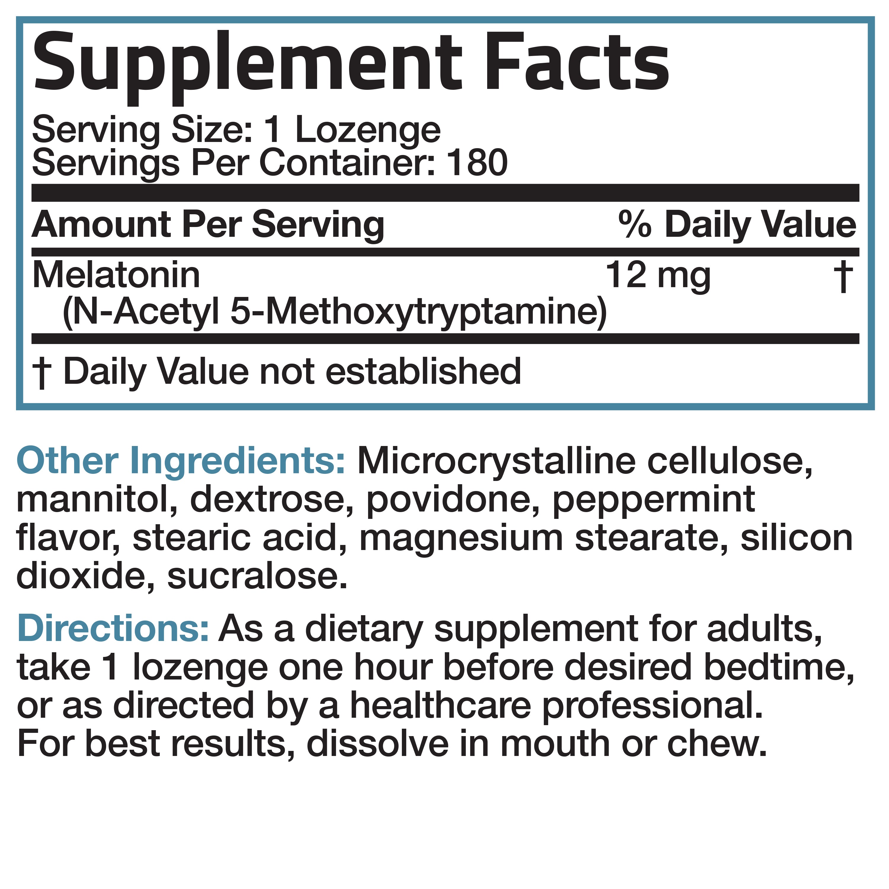 Melatonin Fast Dissolve - Peppermint - 12 mg