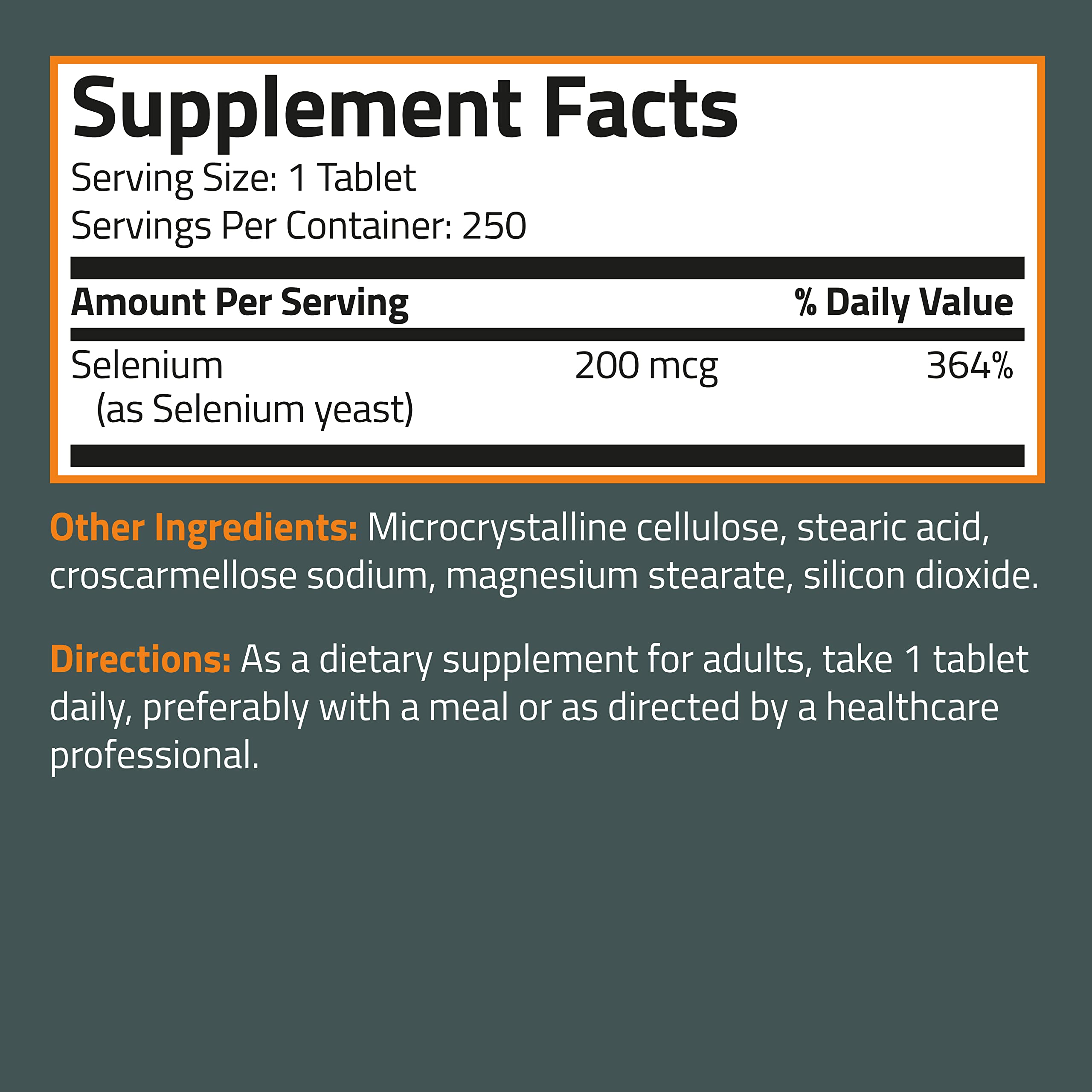 Selenium 200 mcg, 250 Vegetarian Tablets view 6 of 6