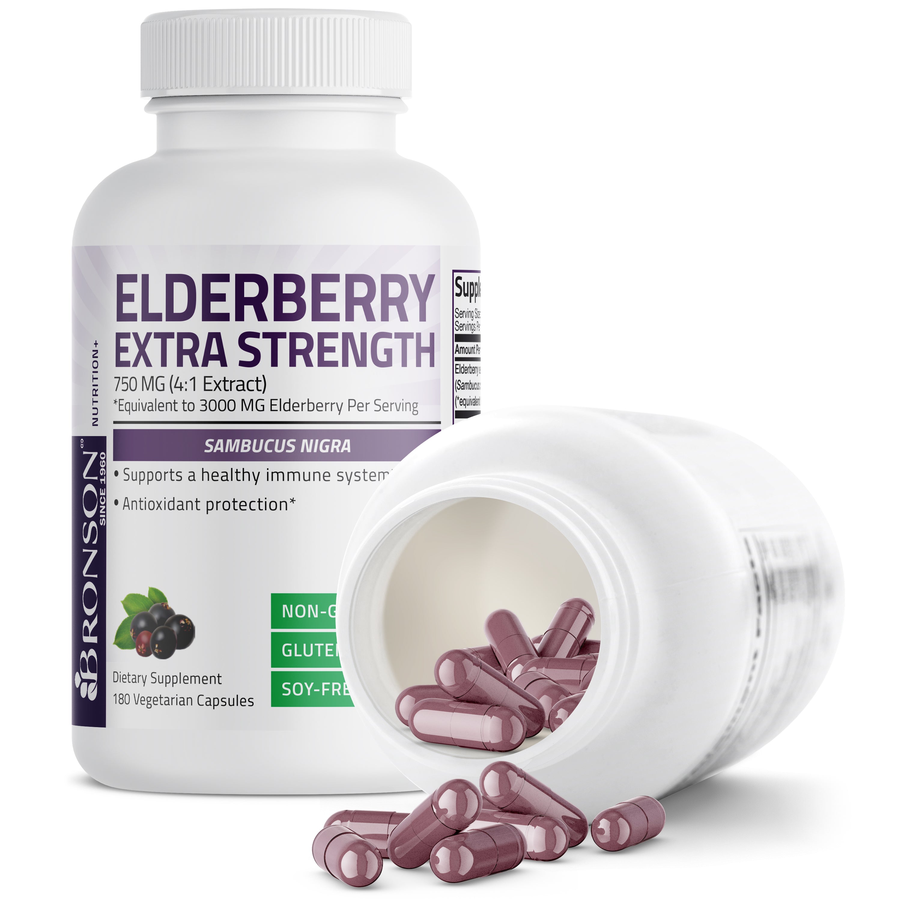 Elderberry Extra Strength - 3,000 mg - 180 Vegetarian Capsules view 5 of 7
