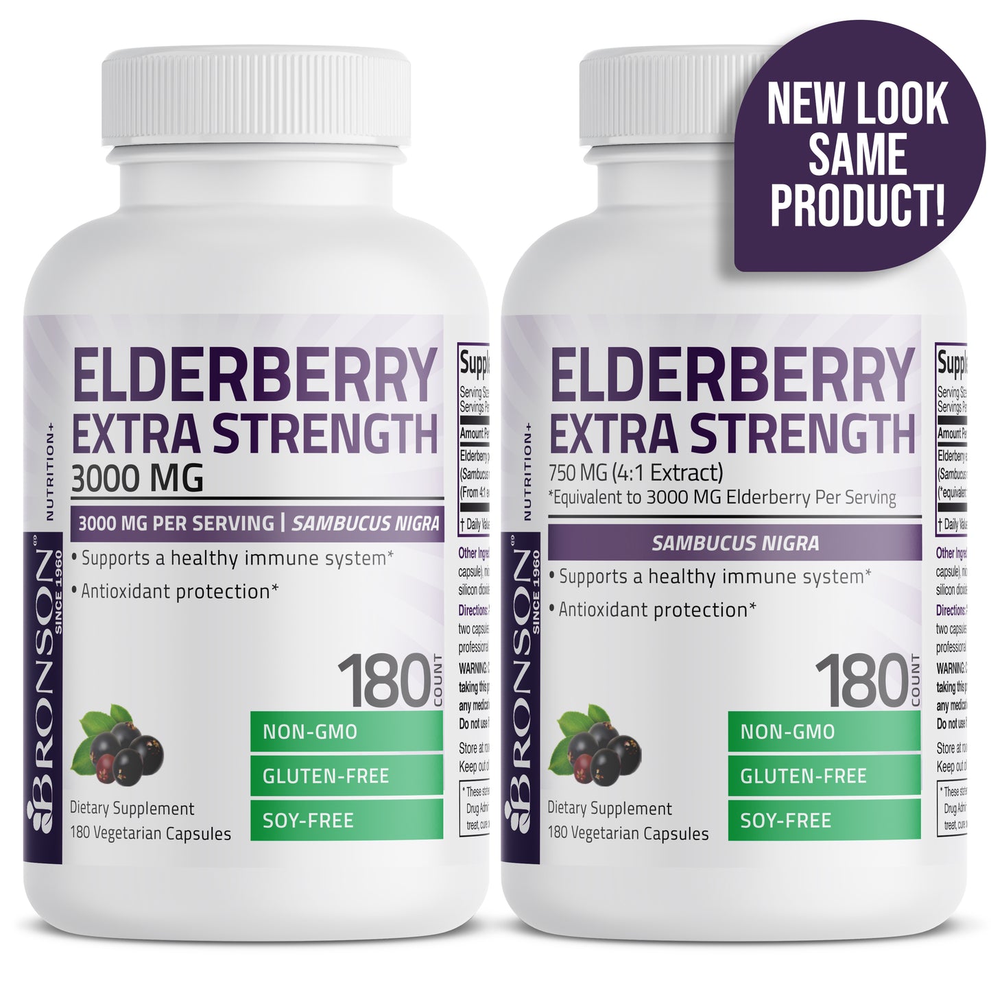 Elderberry Extra Strength - 3,000 mg - 180 Vegetarian Capsules
