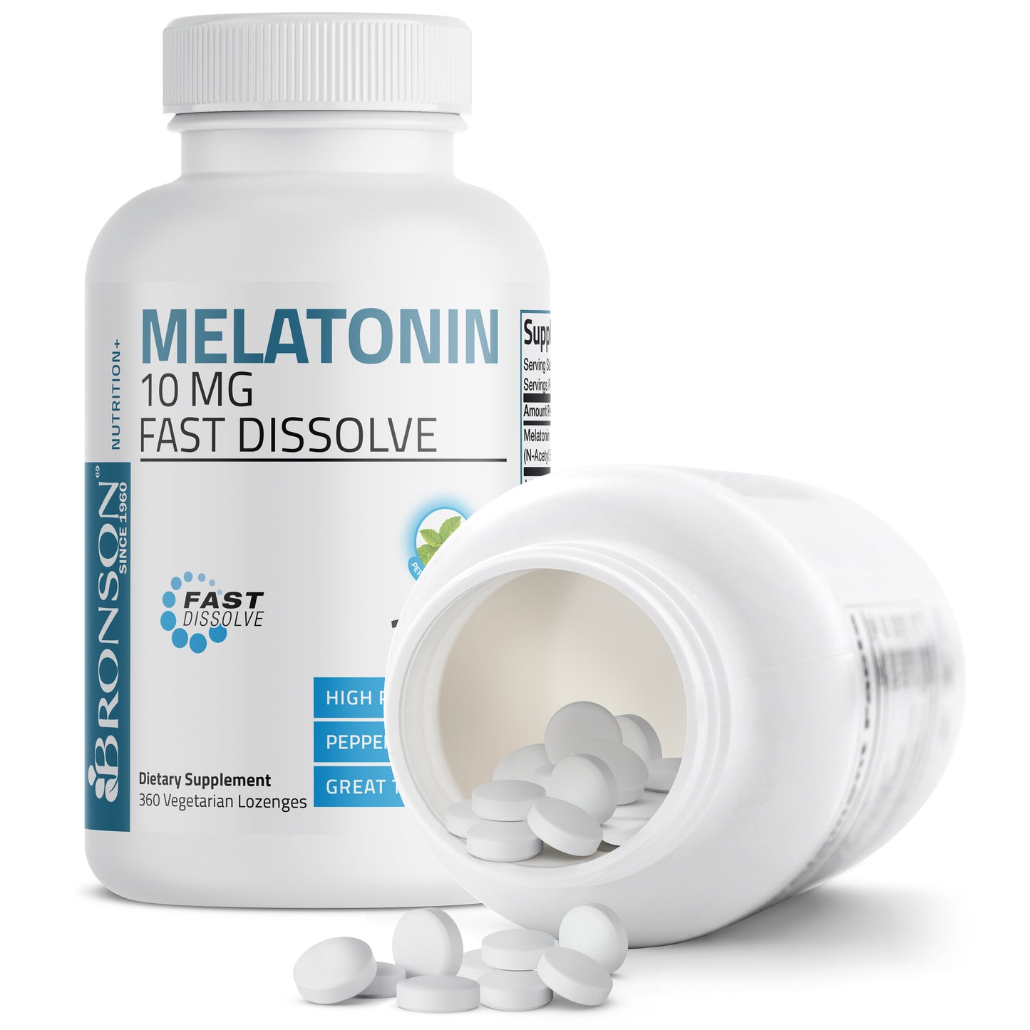 Melatonin Fast Dissolve - Peppermint - 10 mg - 360 Vegetarian Lozenges