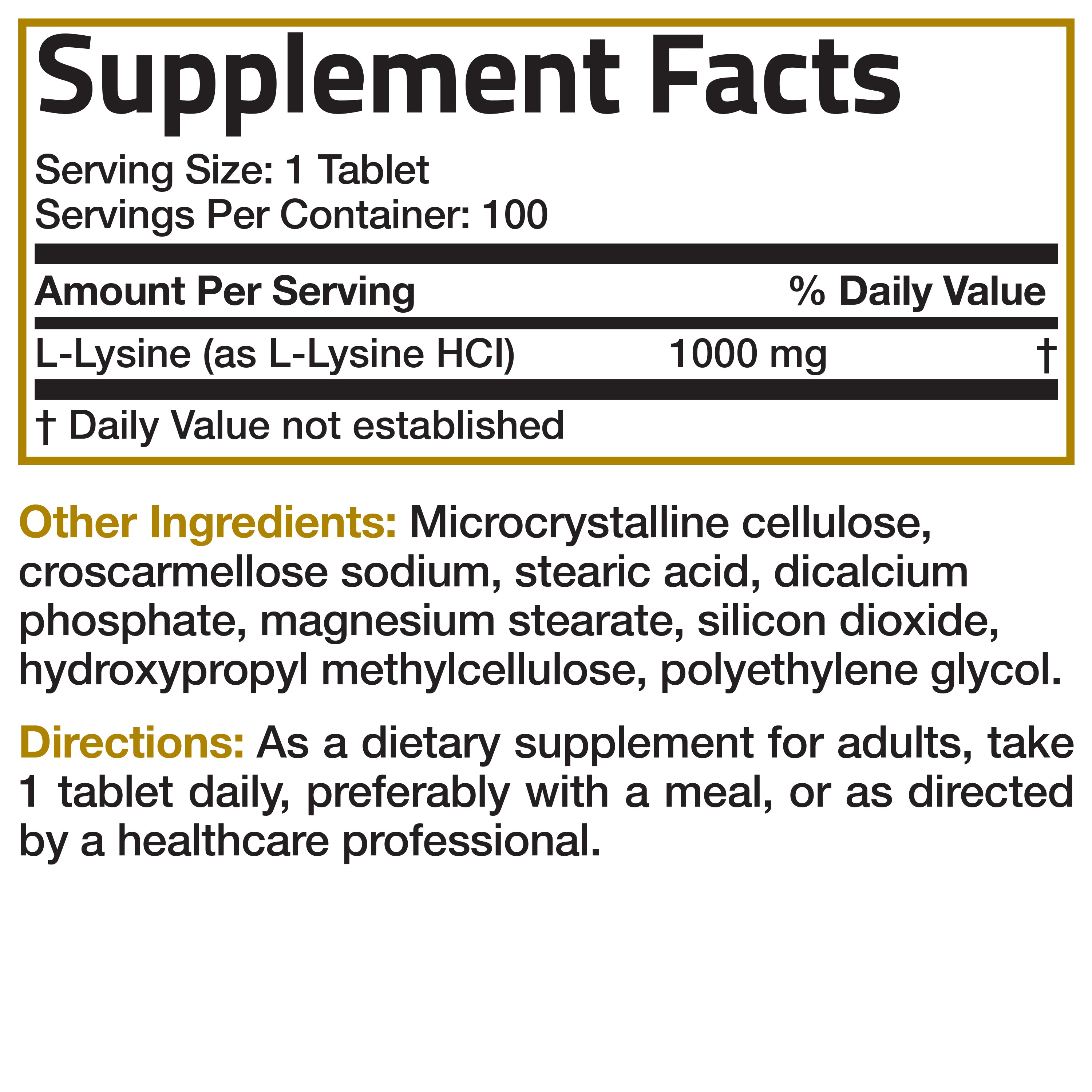L-Lysine Extra Strength 1,000 MG