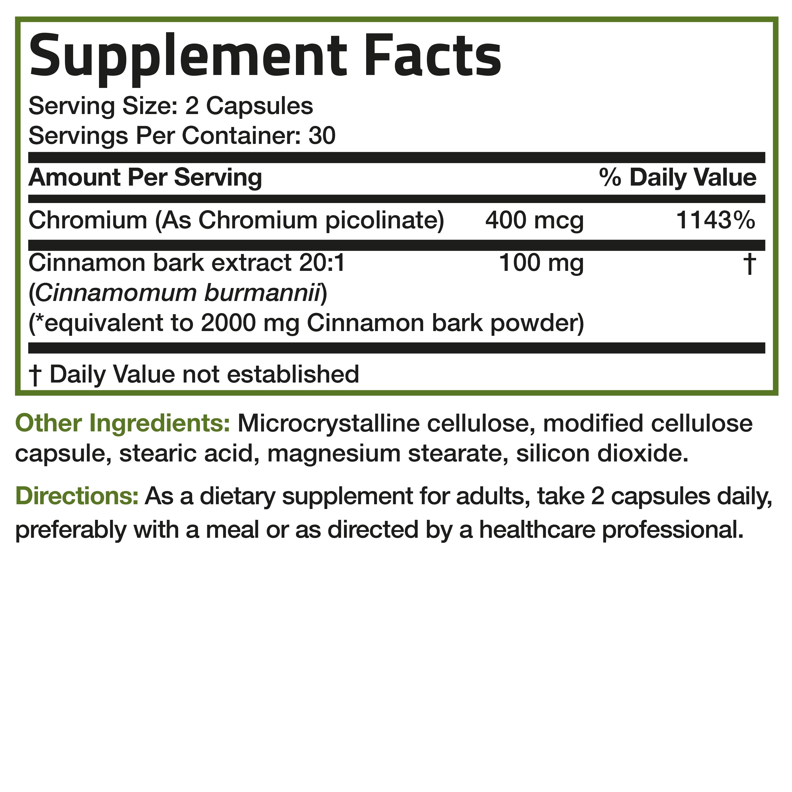 Cinnamon 2000 MG per Serving Plus Chromium