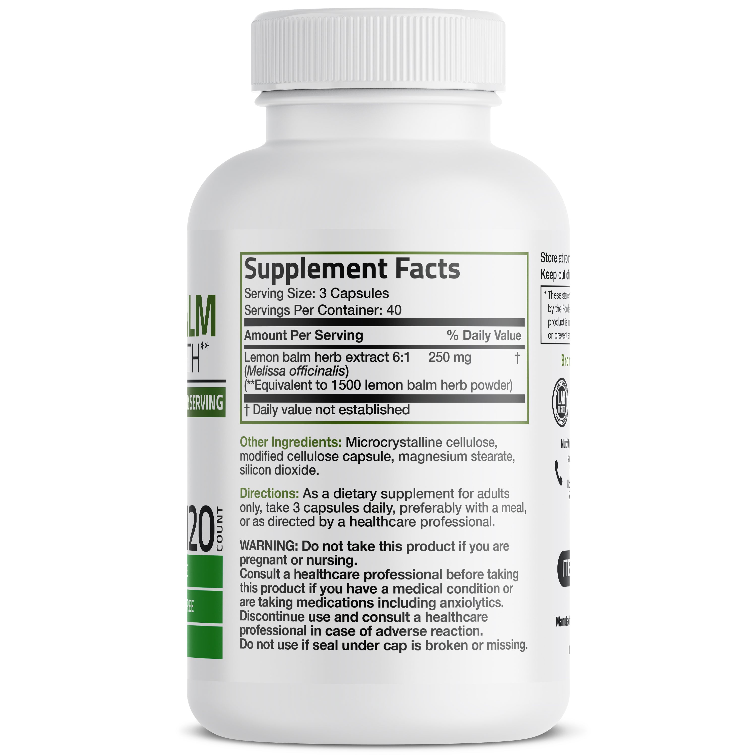Melissa Lemon Balm 1500 MG per Serving