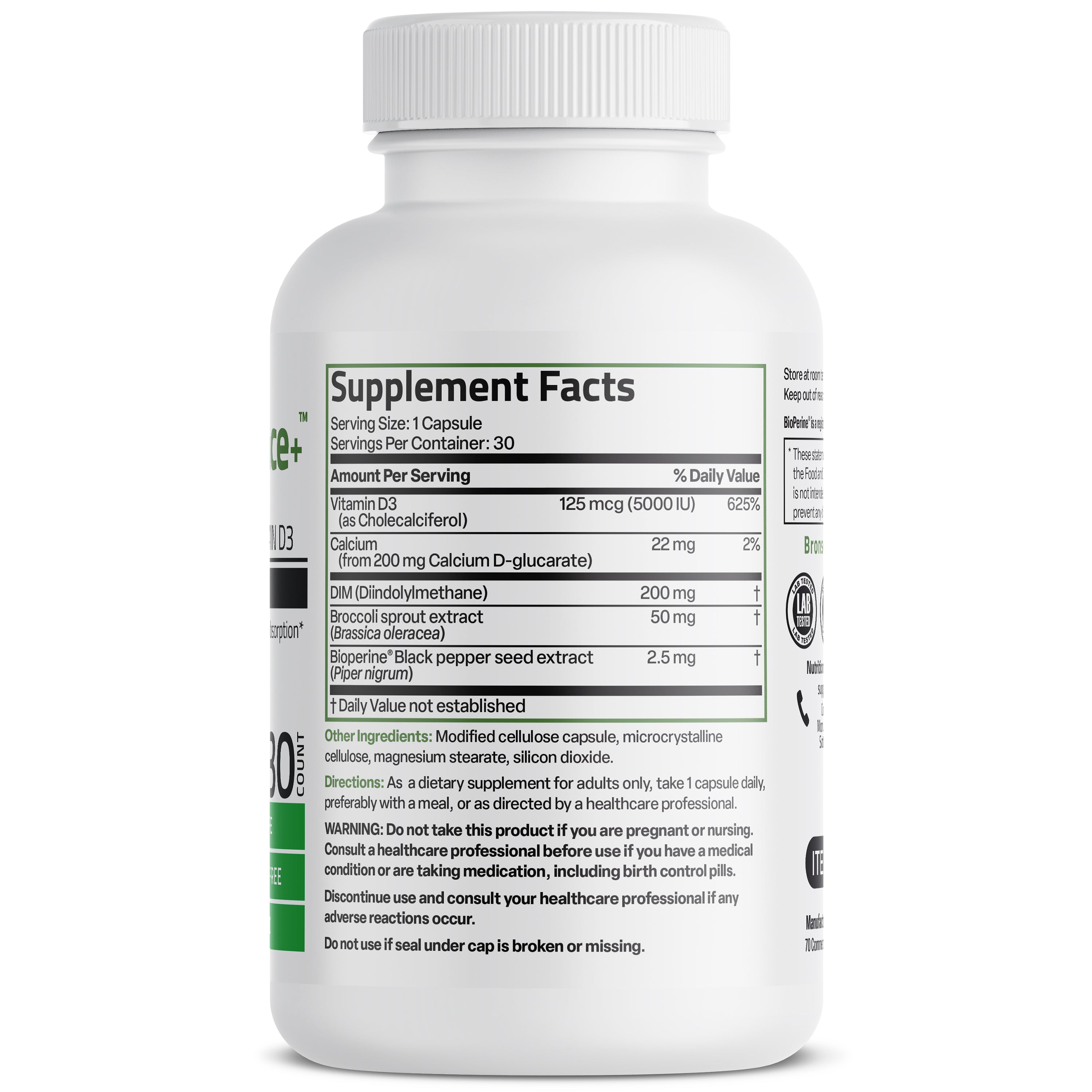 DIM Balance+ Calcium D-Glucarate, Broccoli Sprouts and Vitamin D3 200 MG