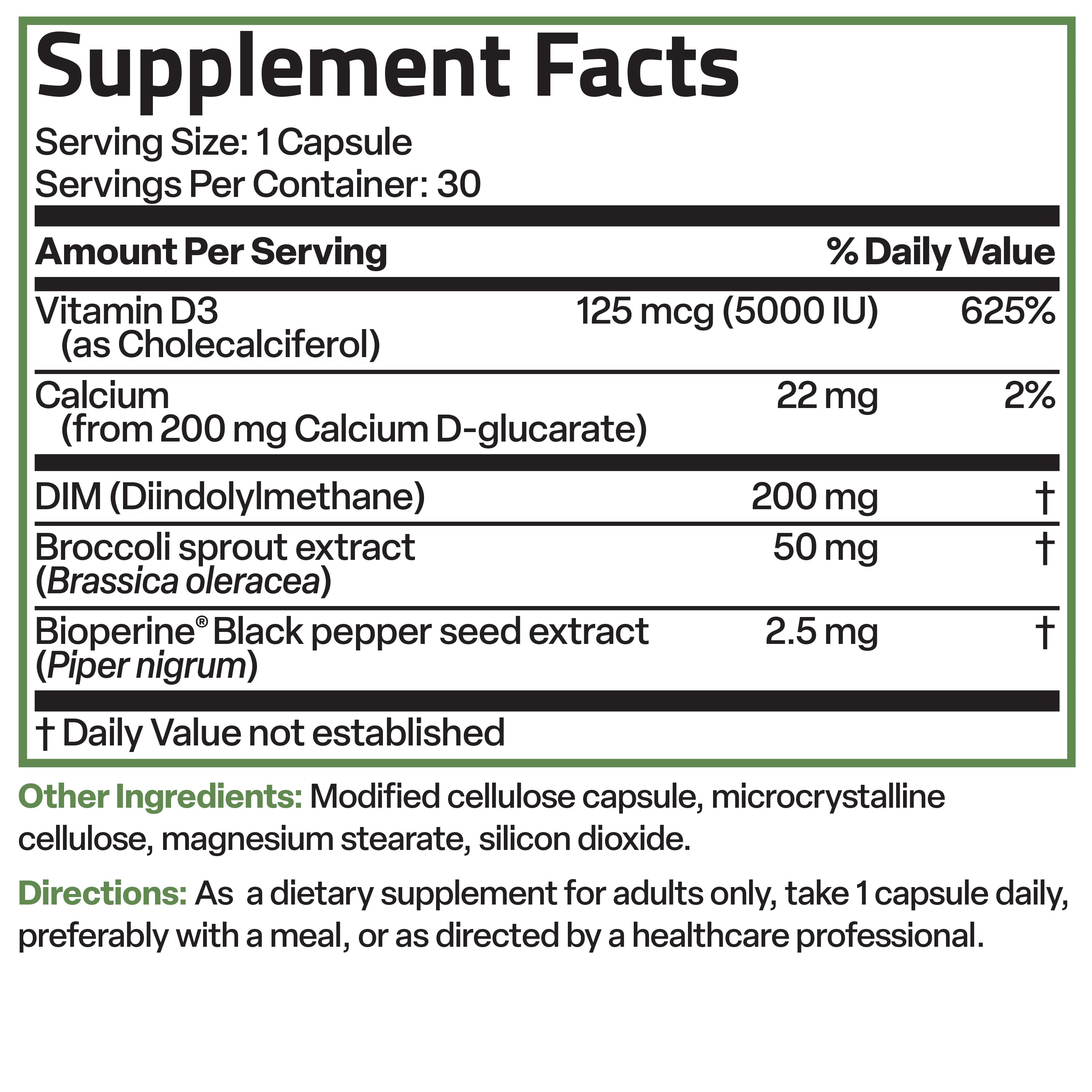DIM Balance+ Calcium D-Glucarate, Broccoli Sprouts and Vitamin D3 200 MG