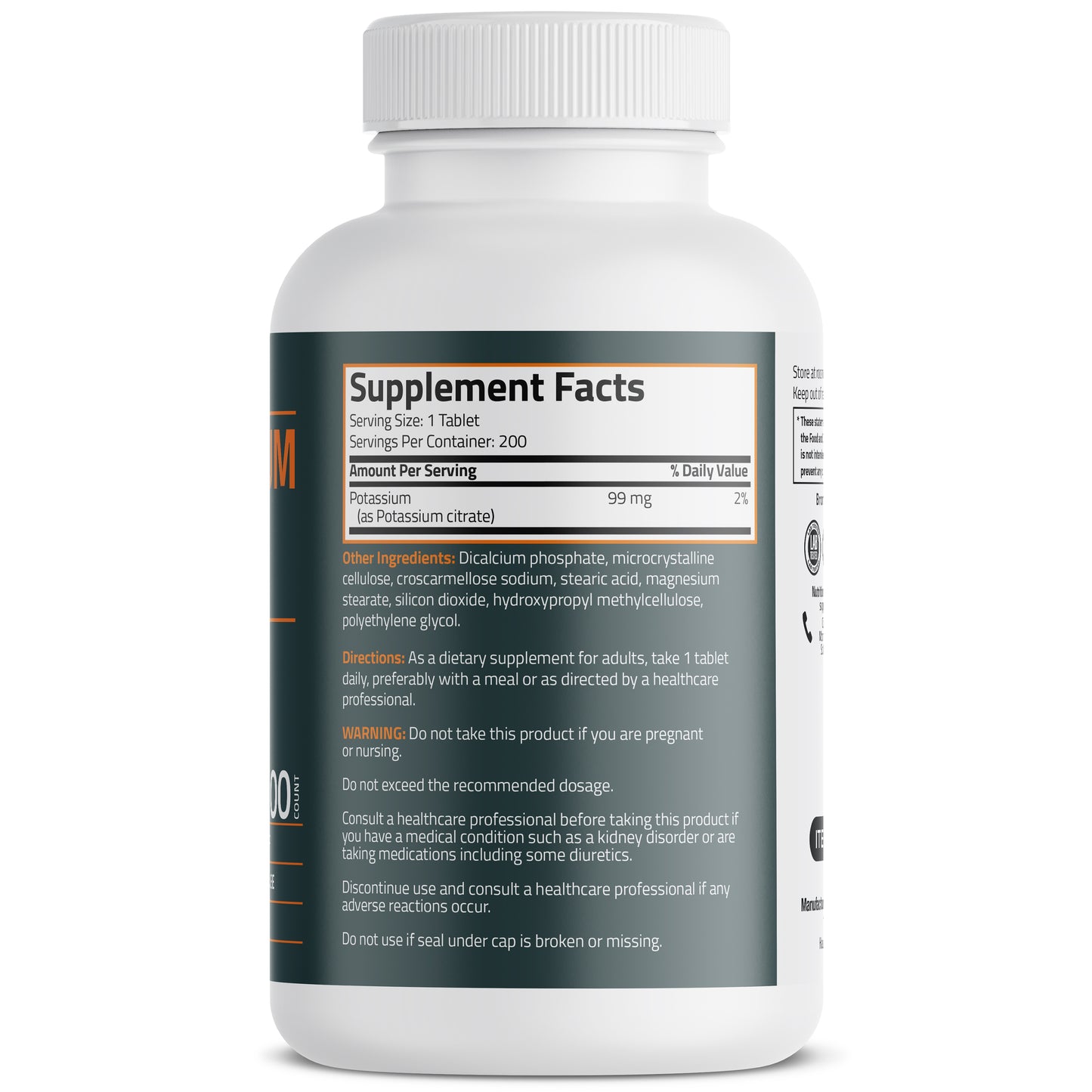 Potassium Citrate 99mg, 200 Tablets