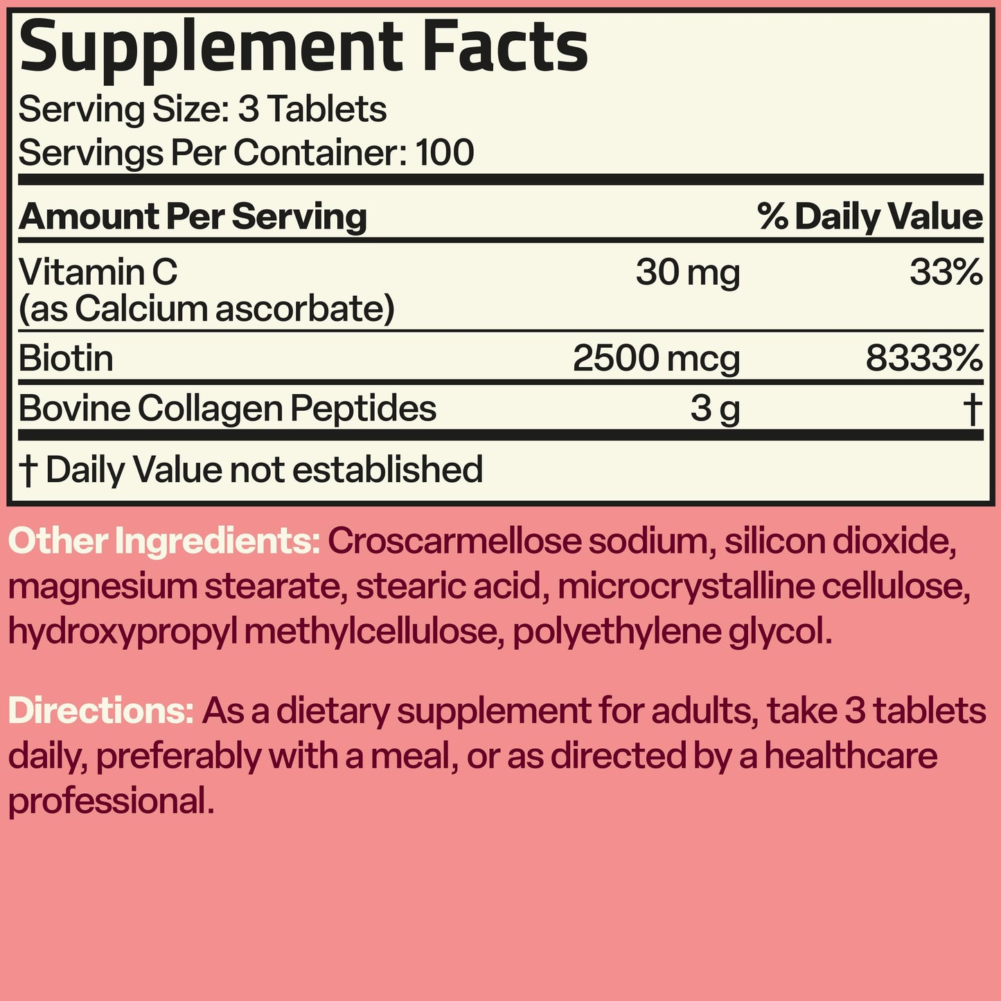 Collagen, Biotin & Vitamin C Advanced Beauty Support Formula.