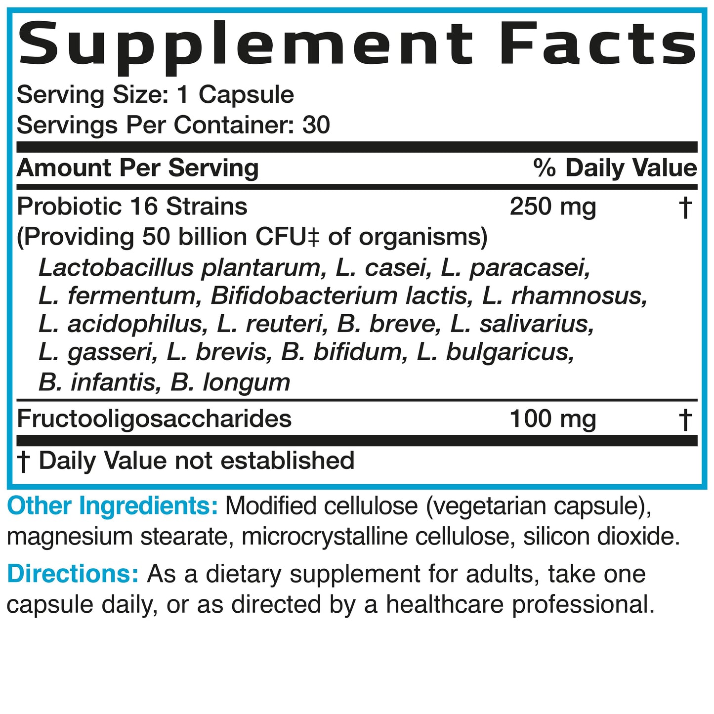 Once Daily Probiotic 50 Billion CFU Plus Prebiotic.
