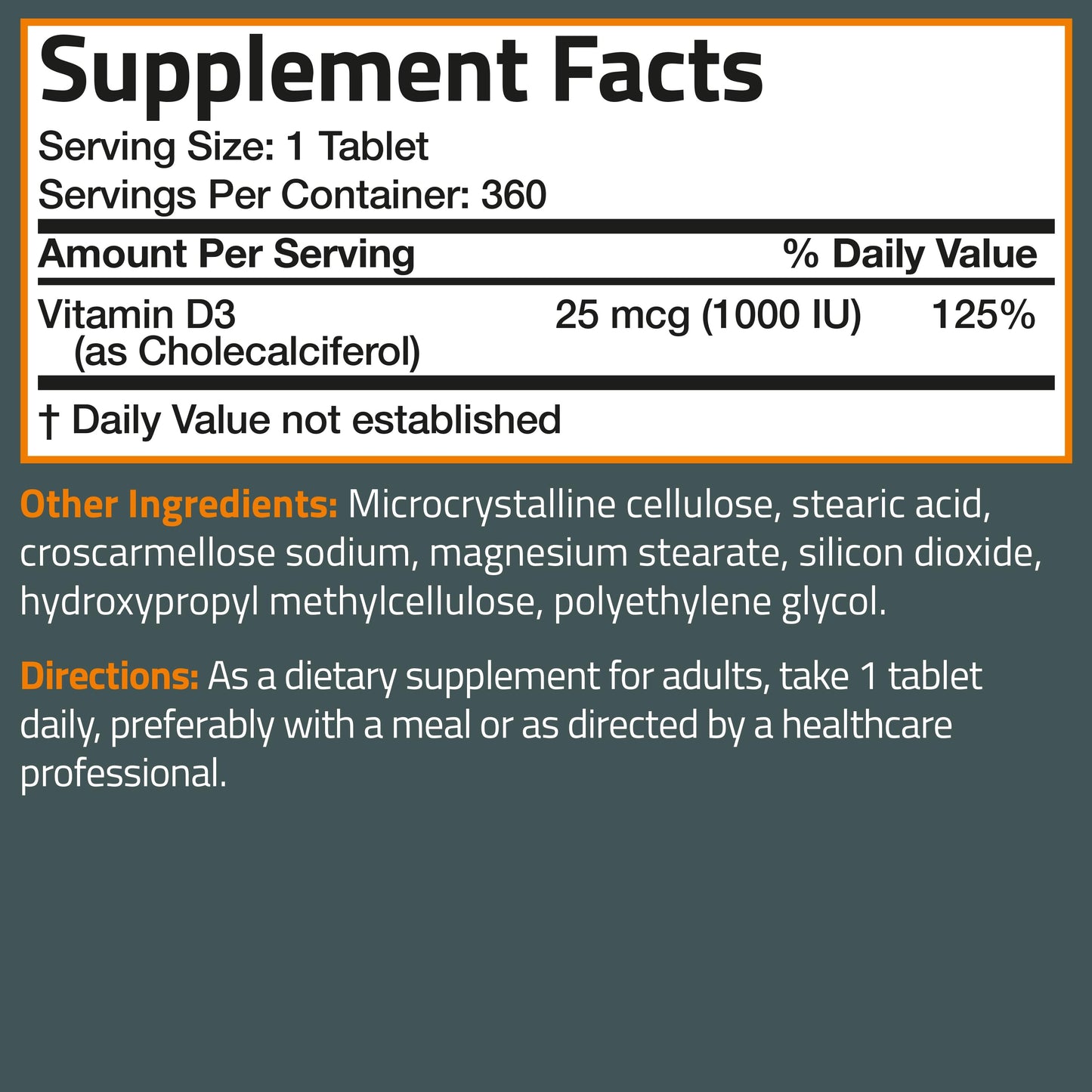 Vitamin D3 1,000 IU.