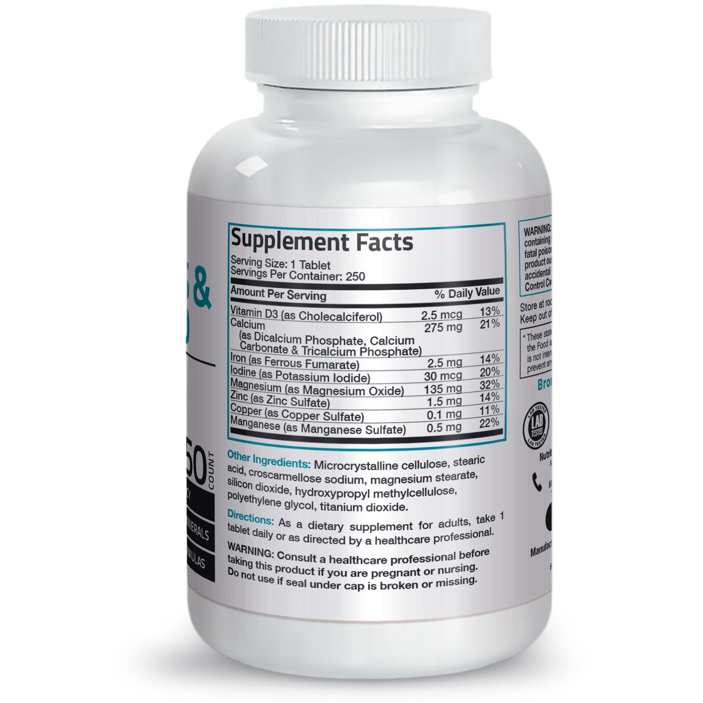 Calcium with Minerals and Vitamin D - 250 Tablets
