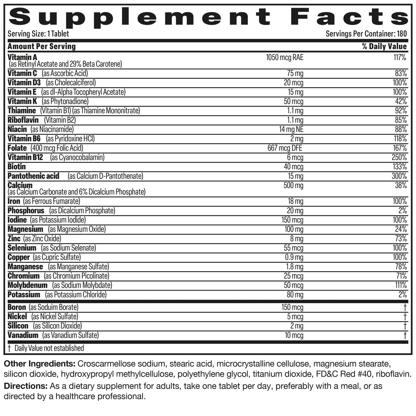 Bronson ONE™ Women's Complete MultiVitamin MultiMineral - 180 Tablets.