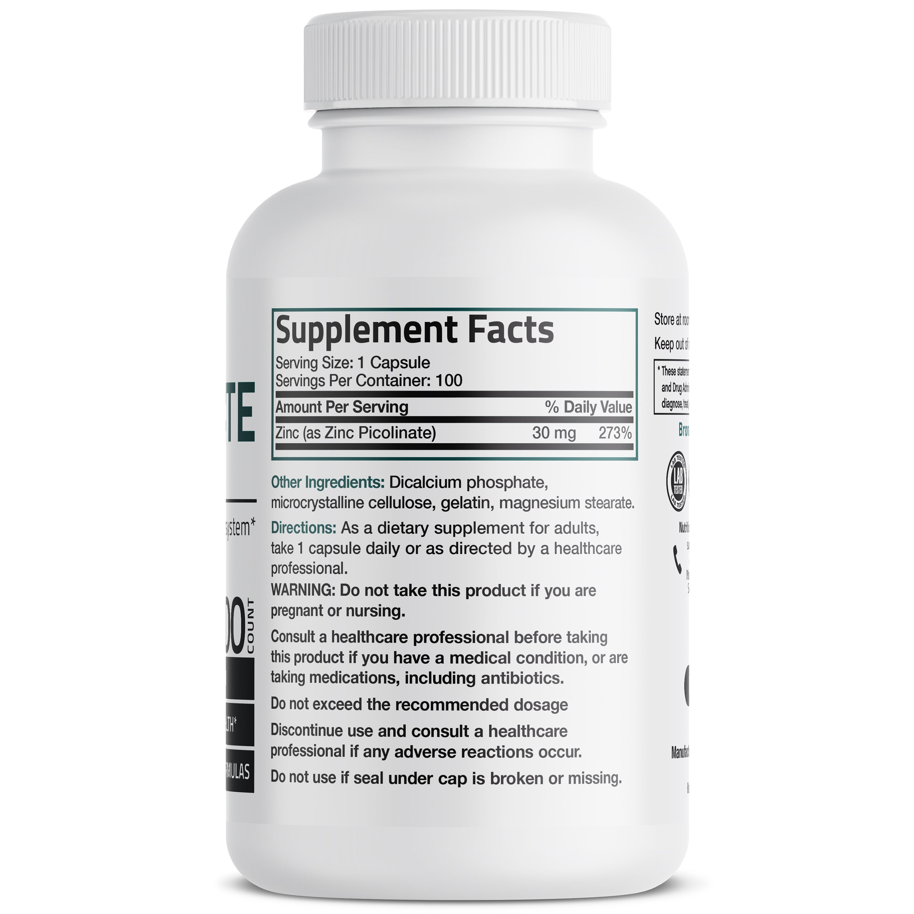 Zinc Picolinate - 30 mg - 100 Capsules