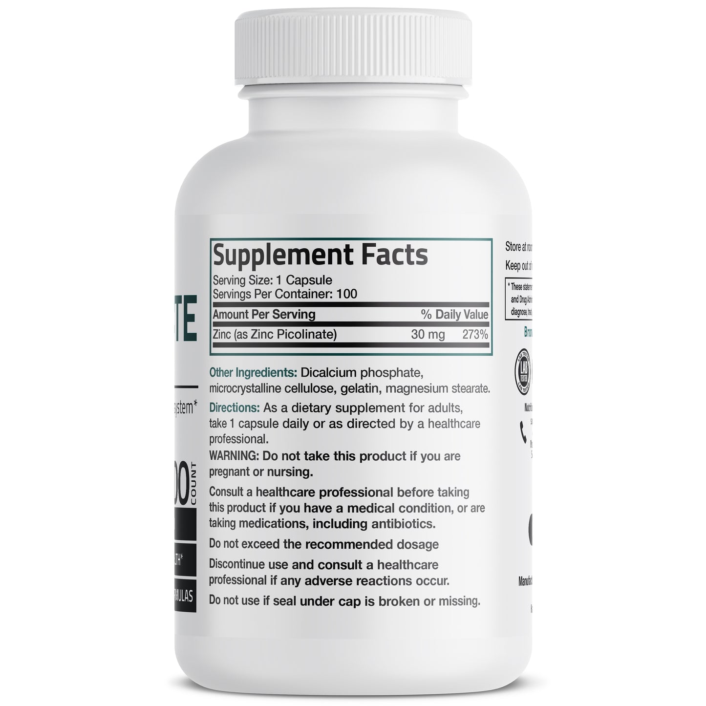 Zinc Picolinate - 30 mg - 100 Capsules
