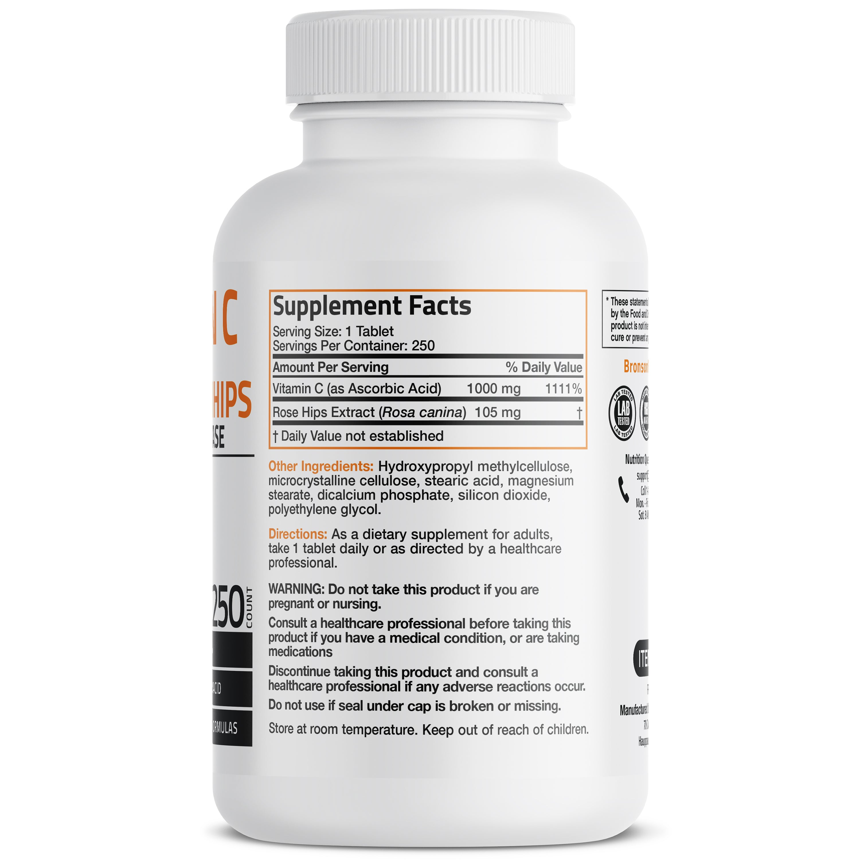 Vitamin C Ascorbic Acid Sustained Release with Rose Hips - 1,000 mg