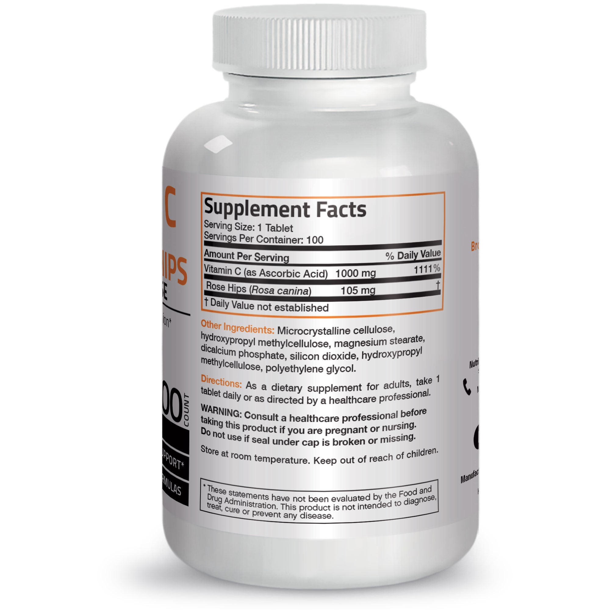 Vitamin C Ascorbic Acid Sustained Release with Rose Hips - 1,000 mg