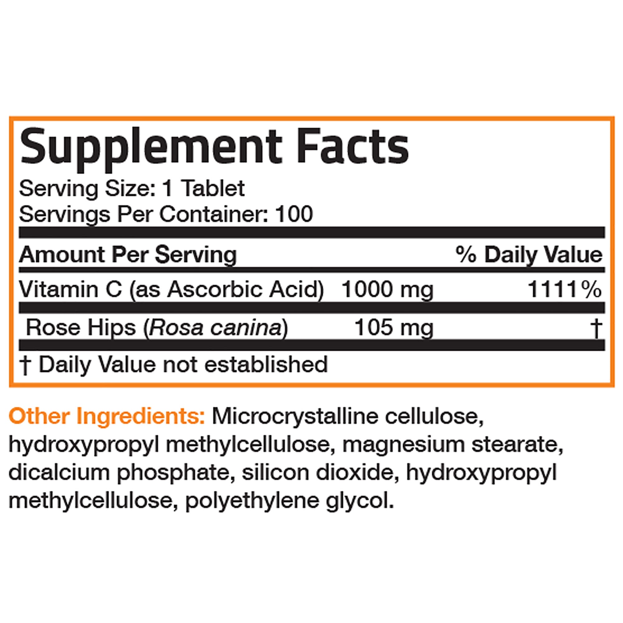 Vitamin C Ascorbic Acid Sustained Release with Rose Hips - 1,000 mg
