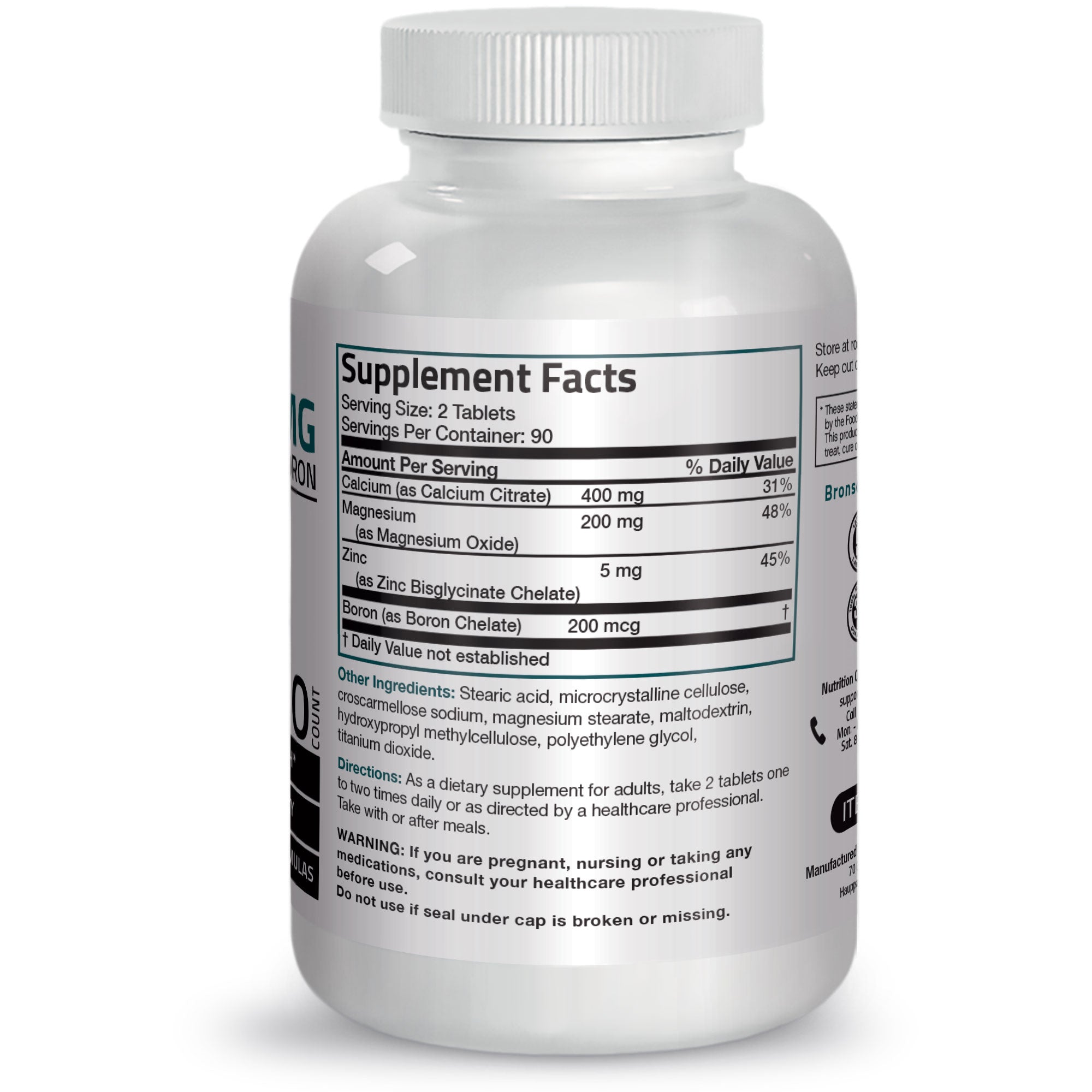 Calcium and Magnesium with Boron and Zinc - 180 Tablets