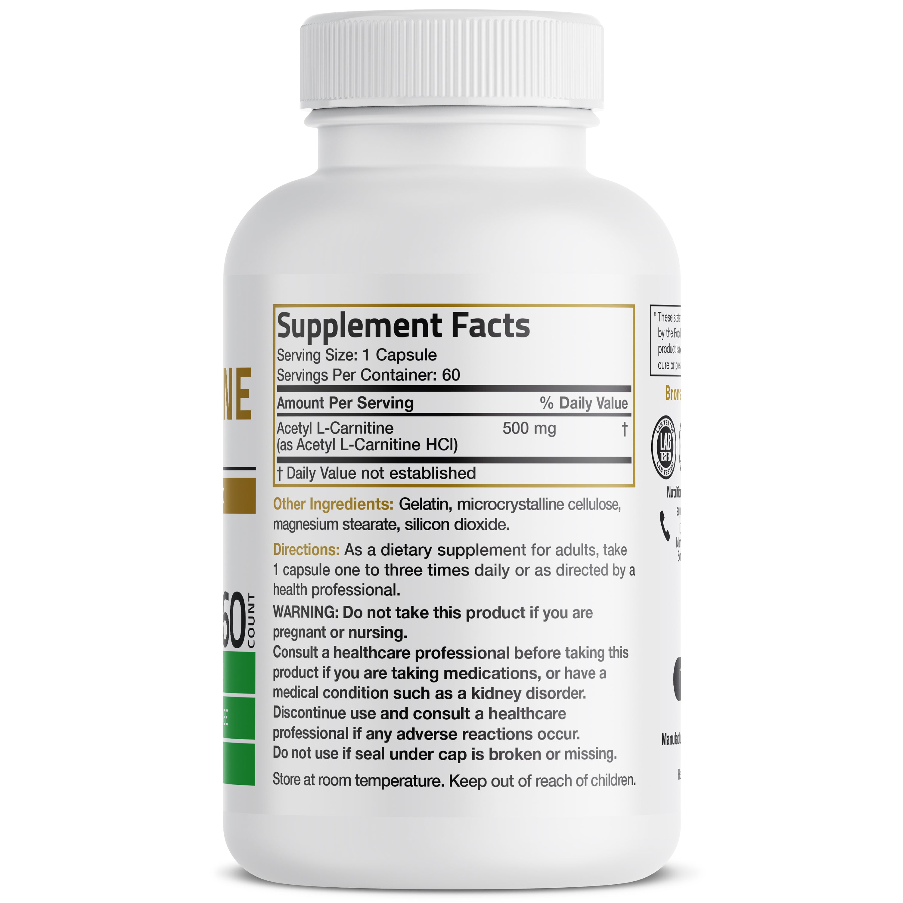 Acetyl L-Carnitine - 500 MG view 2 of 4