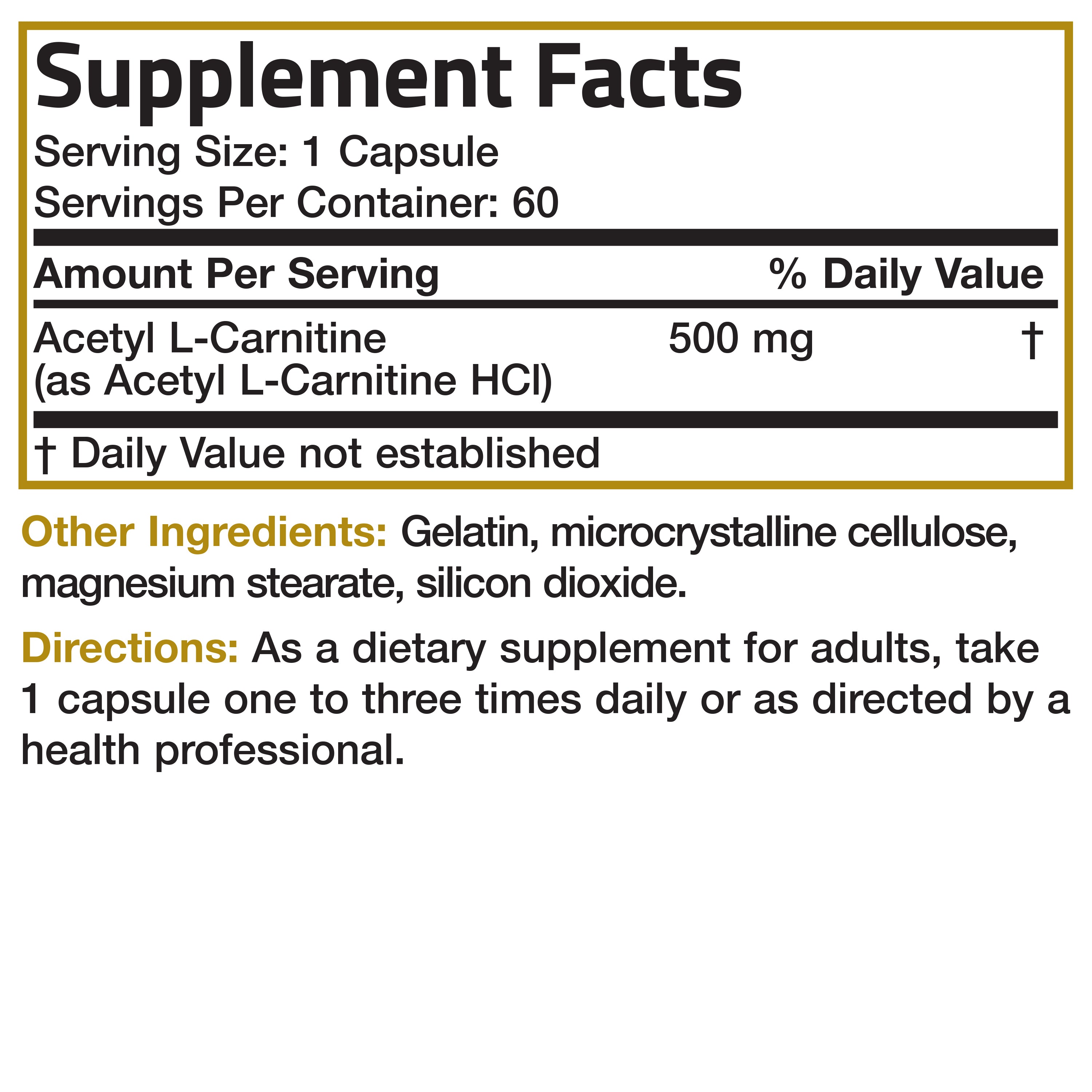 Acetyl L-Carnitine - 500 MG view 4 of 4