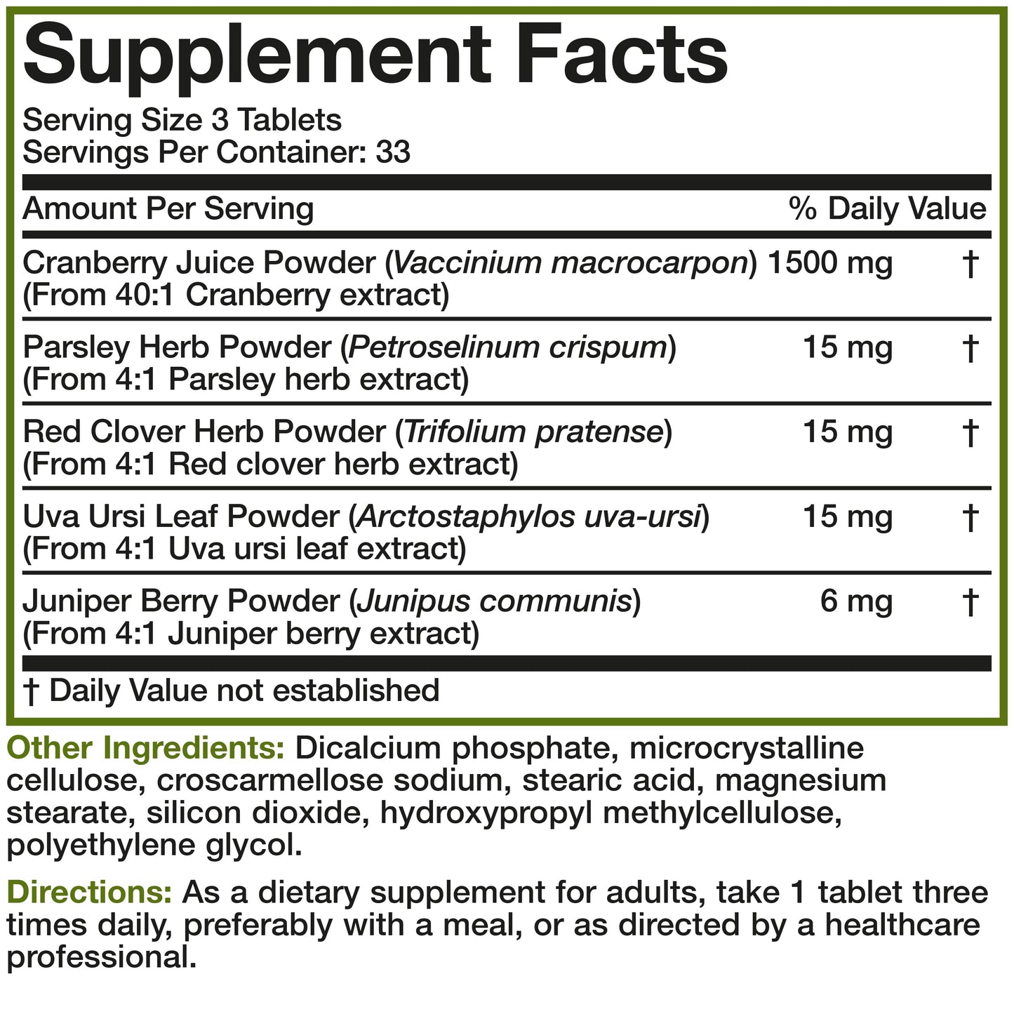 Cranberry Complex - 1,500 mg - 100 Tablets.