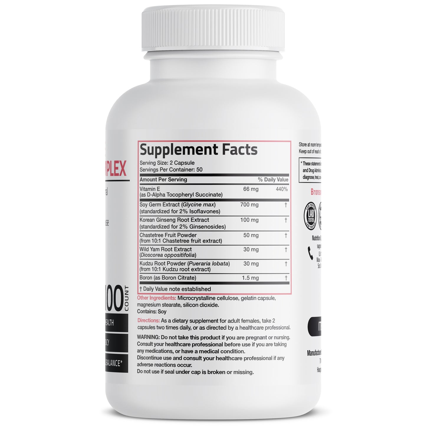 Menopause Support Phyto-Estrogen Complex - 100 Capsules