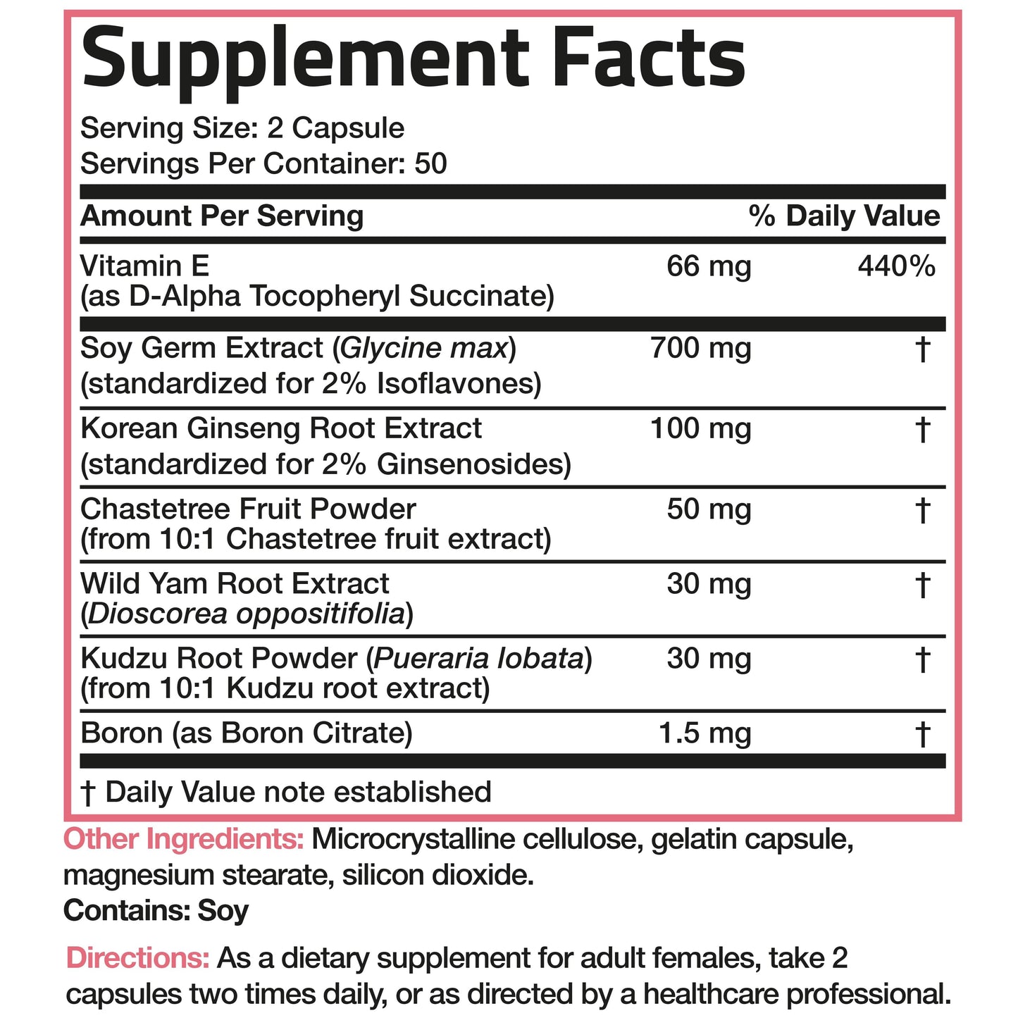 Menopause Support Phyto-Estrogen Complex - 100 Capsules.