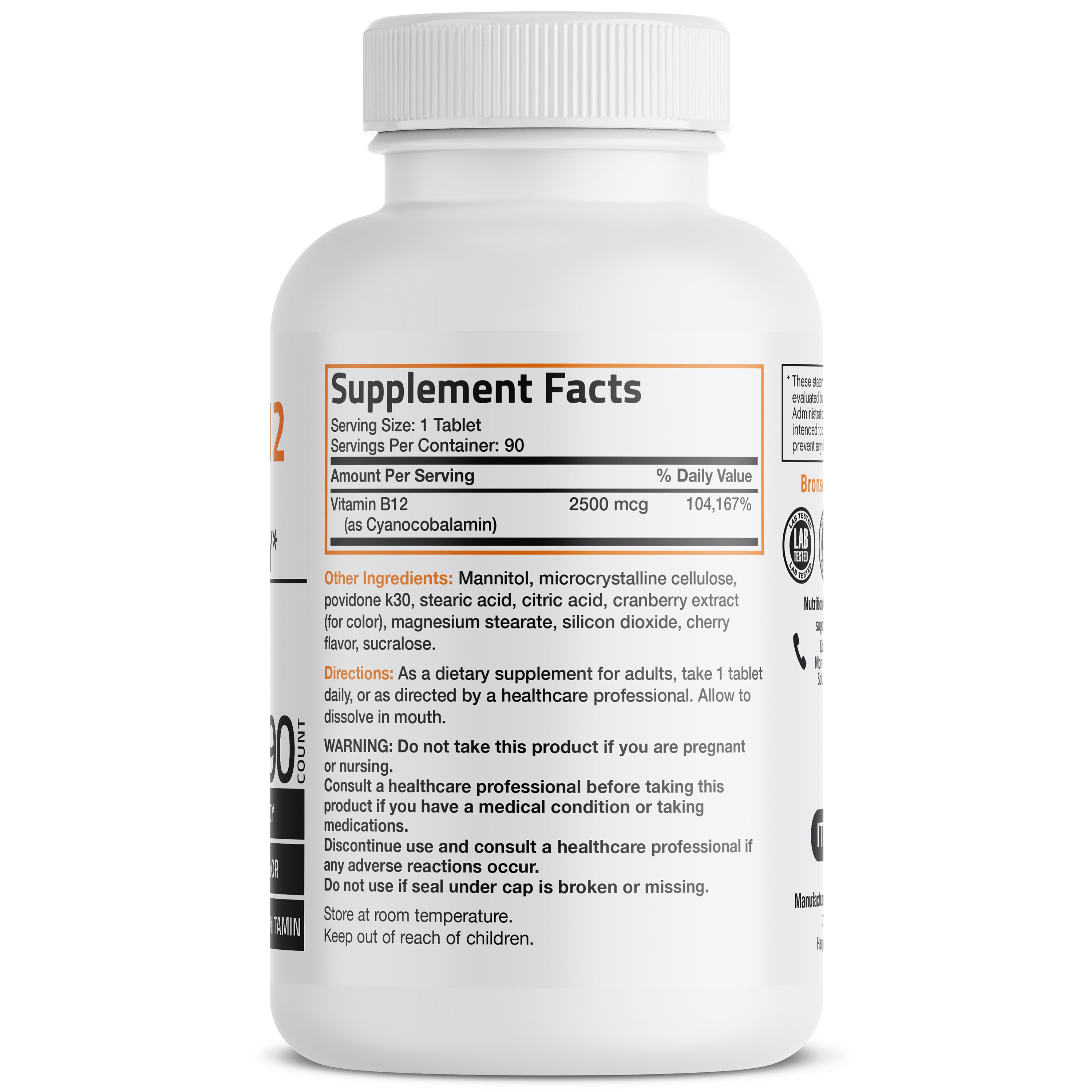 Vitamin B12 Sublingual Quick Release - 2,500 mcg - Cherry