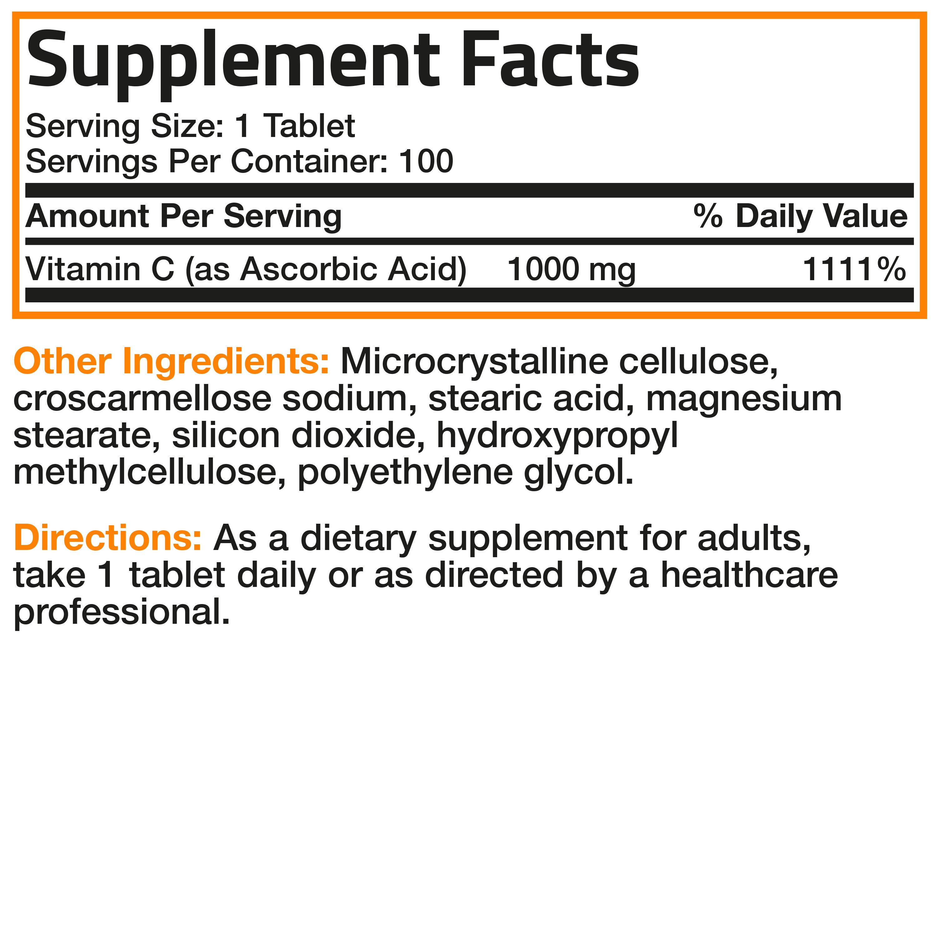 Vitamin C Pure Ascorbic Acid - 1,000 mg