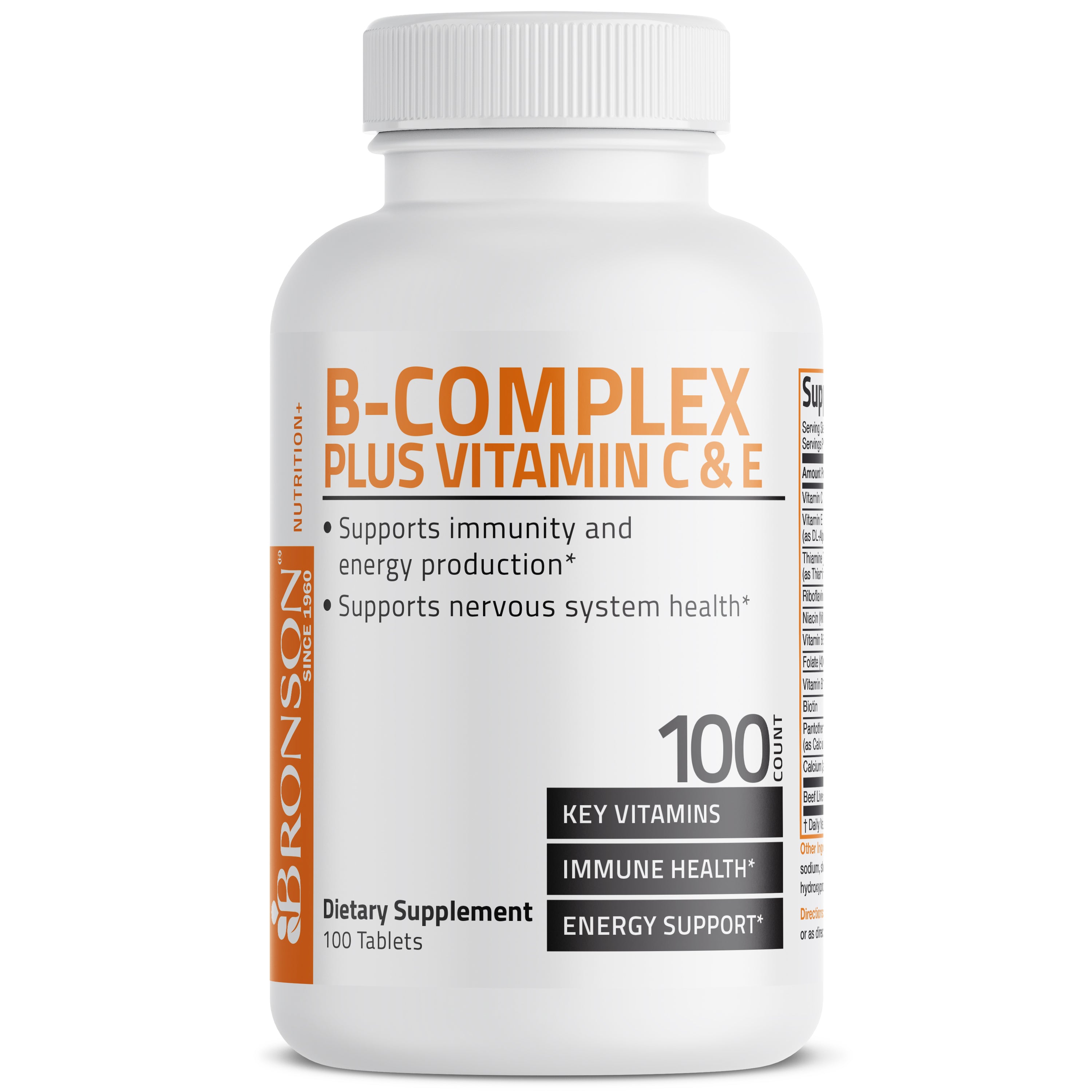 Vitamin B-Complex with Vitamins C and E - 100 Tablets view 3 of 6