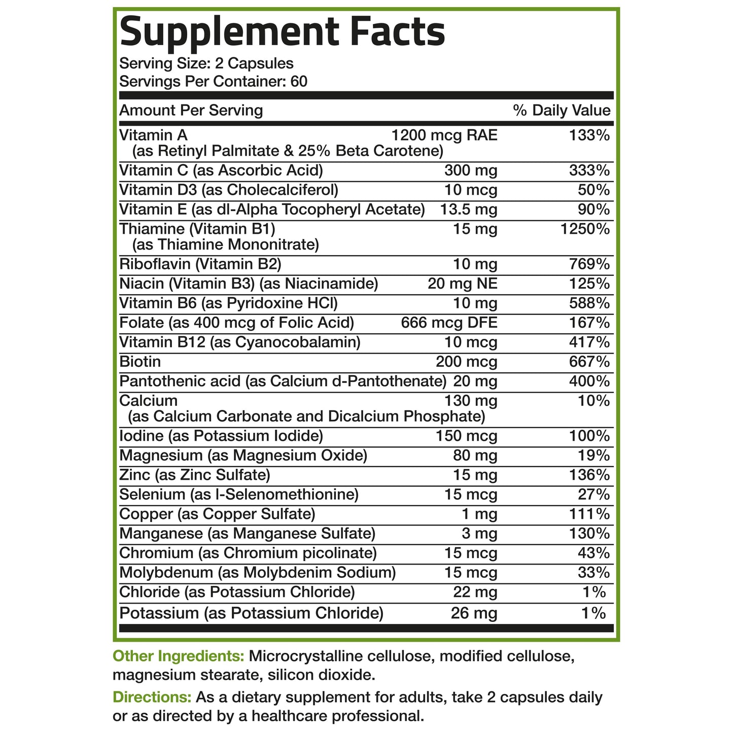 Therapeutic Formula Multivitamin No Iron - 120 Capsules.