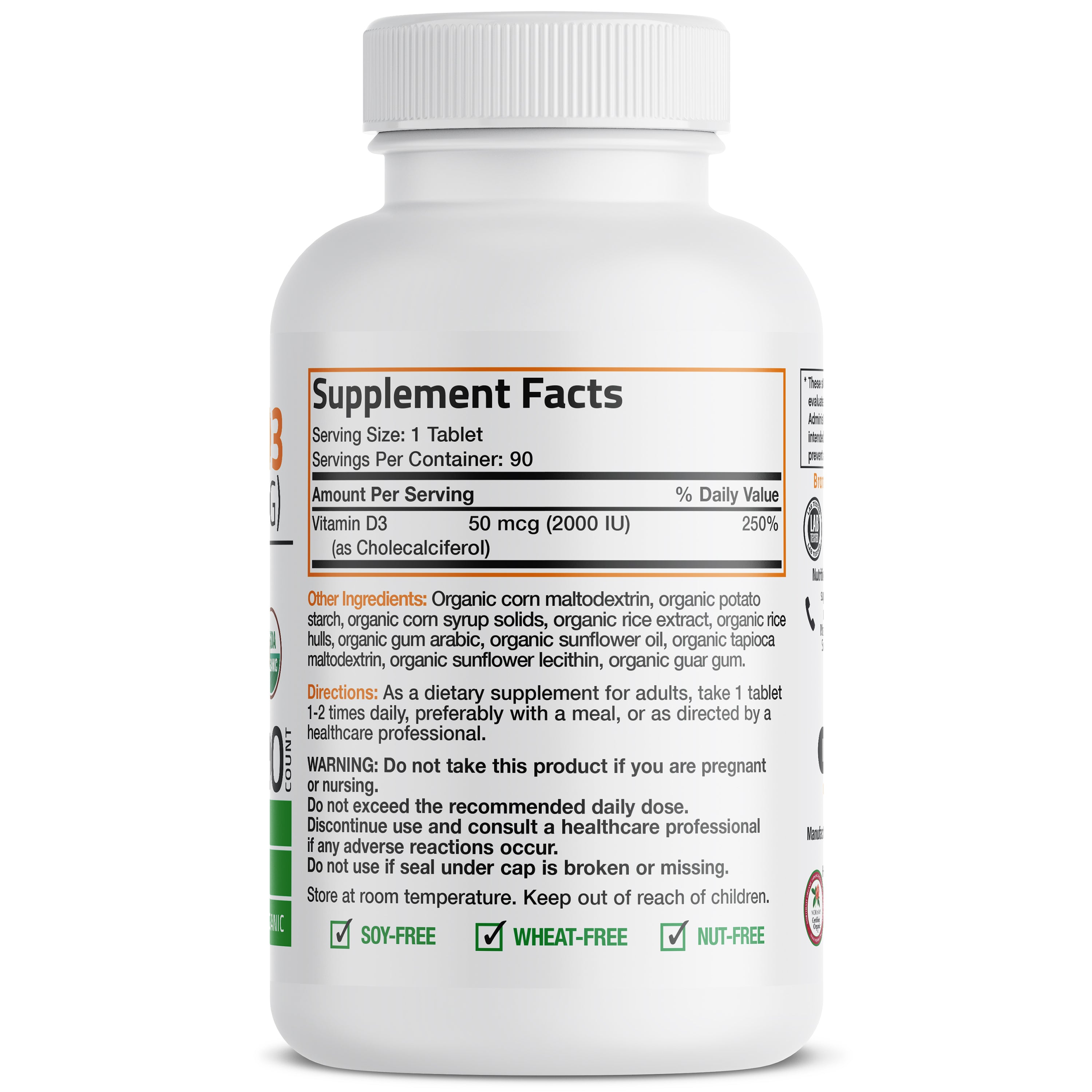 Vitamin D3 USDA Certified Organic - 2,000 IU