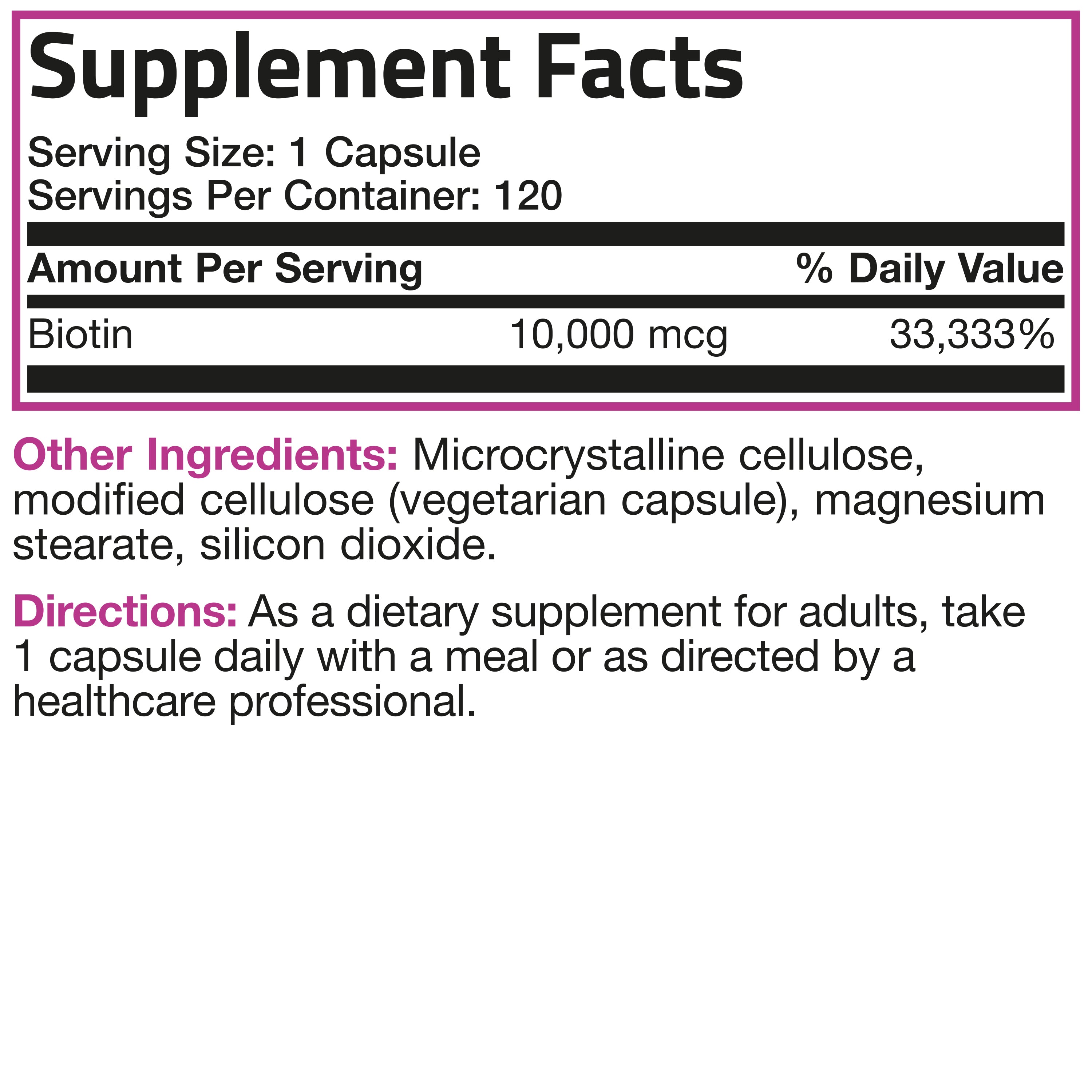 Ultra Biotin Hair, Skin & Nails - 10,000 mcg