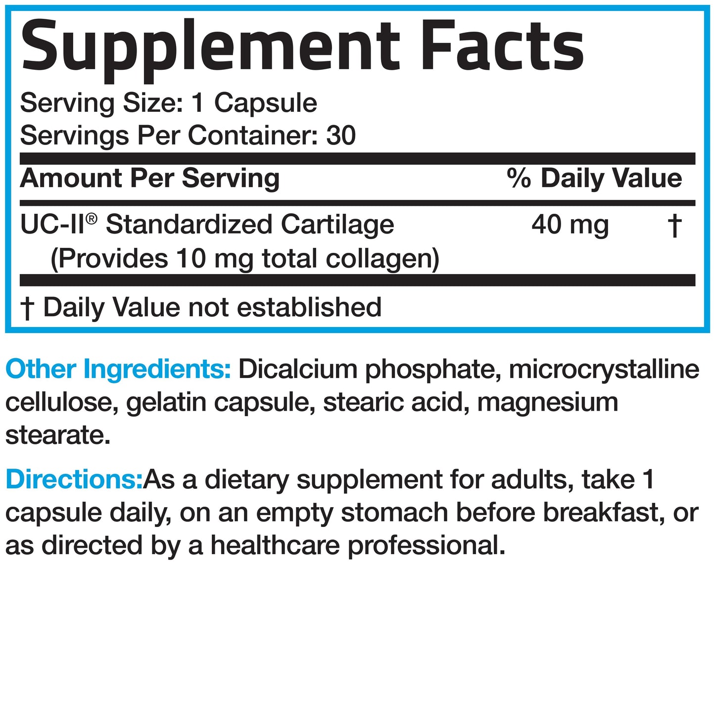 UC-II® Collagen with Undenatured Type II Collagen - 30 Capsules.