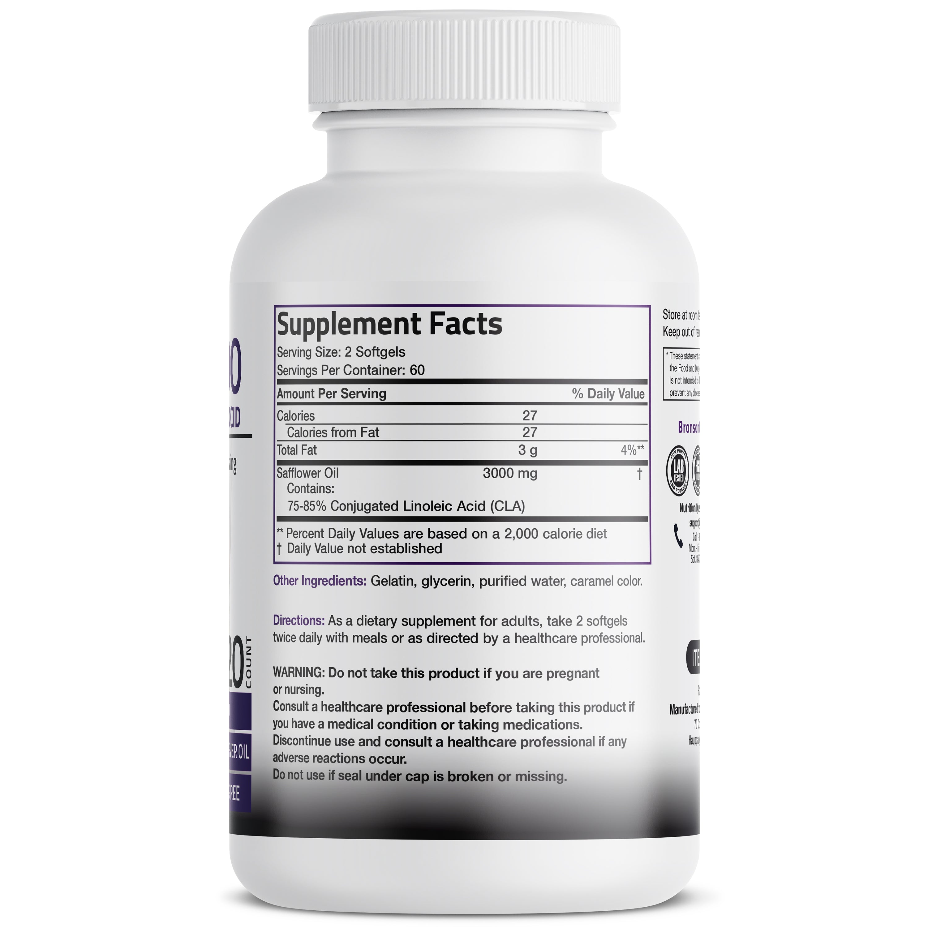 CLA 3000 Conjugated Linoleic Acid Extra High Potency - 3,000 mg