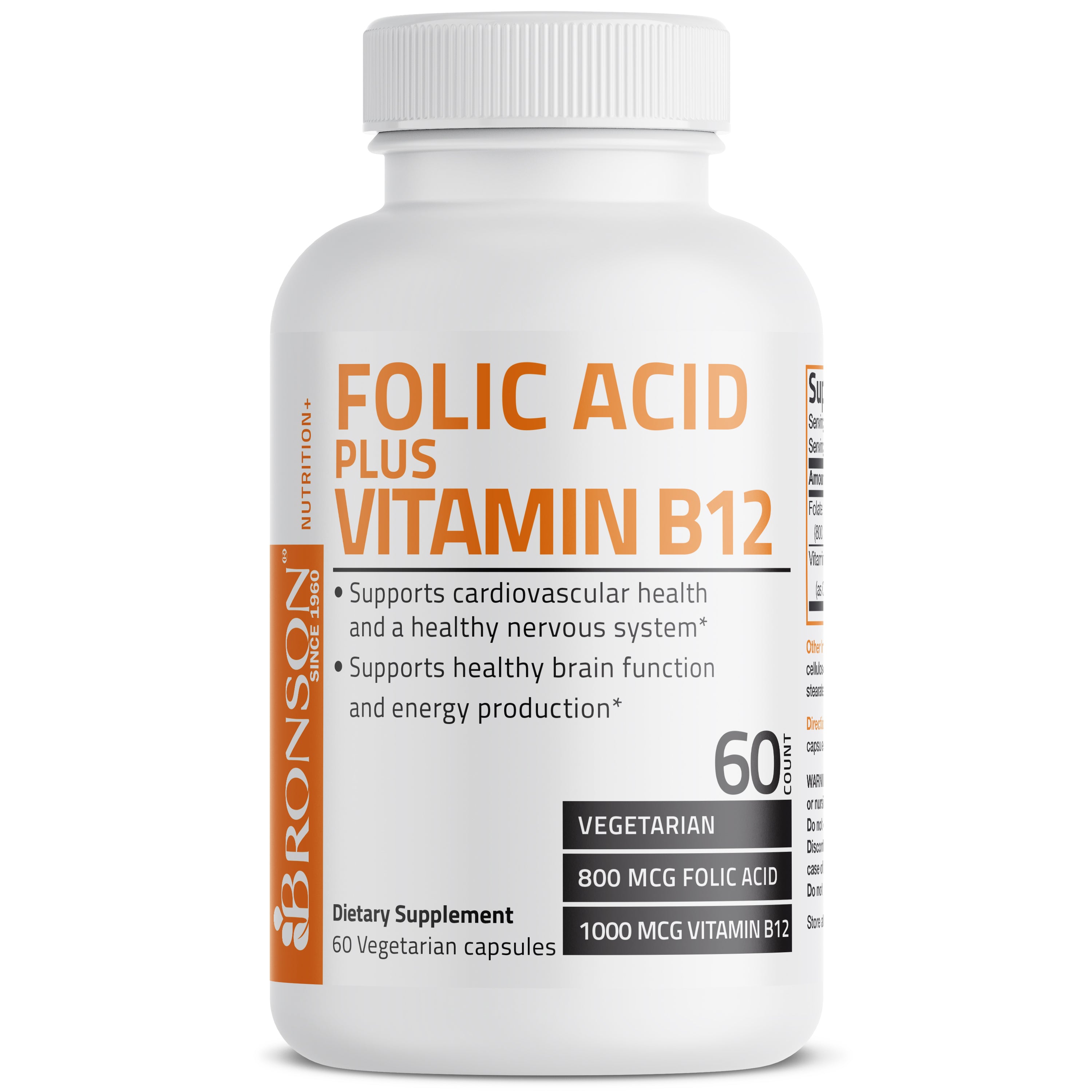 Folic Acid Plus Vitamin B12 - 60 Vegetarian Capsules view 3 of 6