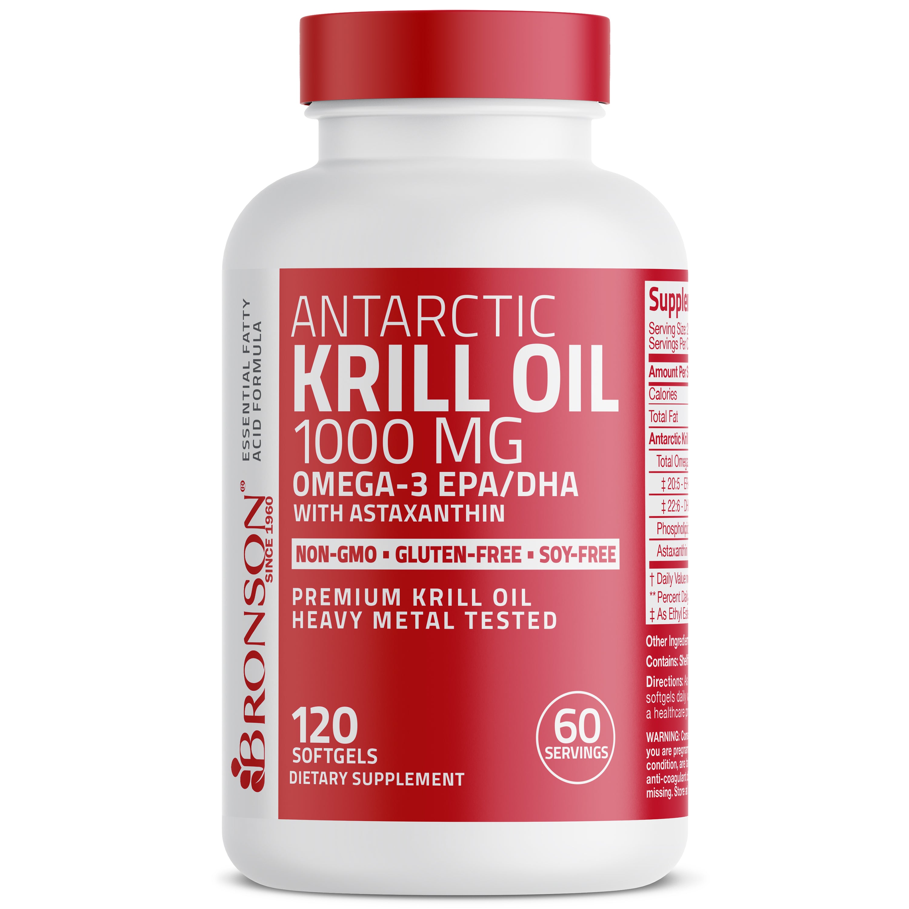 Premium Antarctic Krill Oil Omega-3 EPA DHA Non-GMO - 1,000 mg